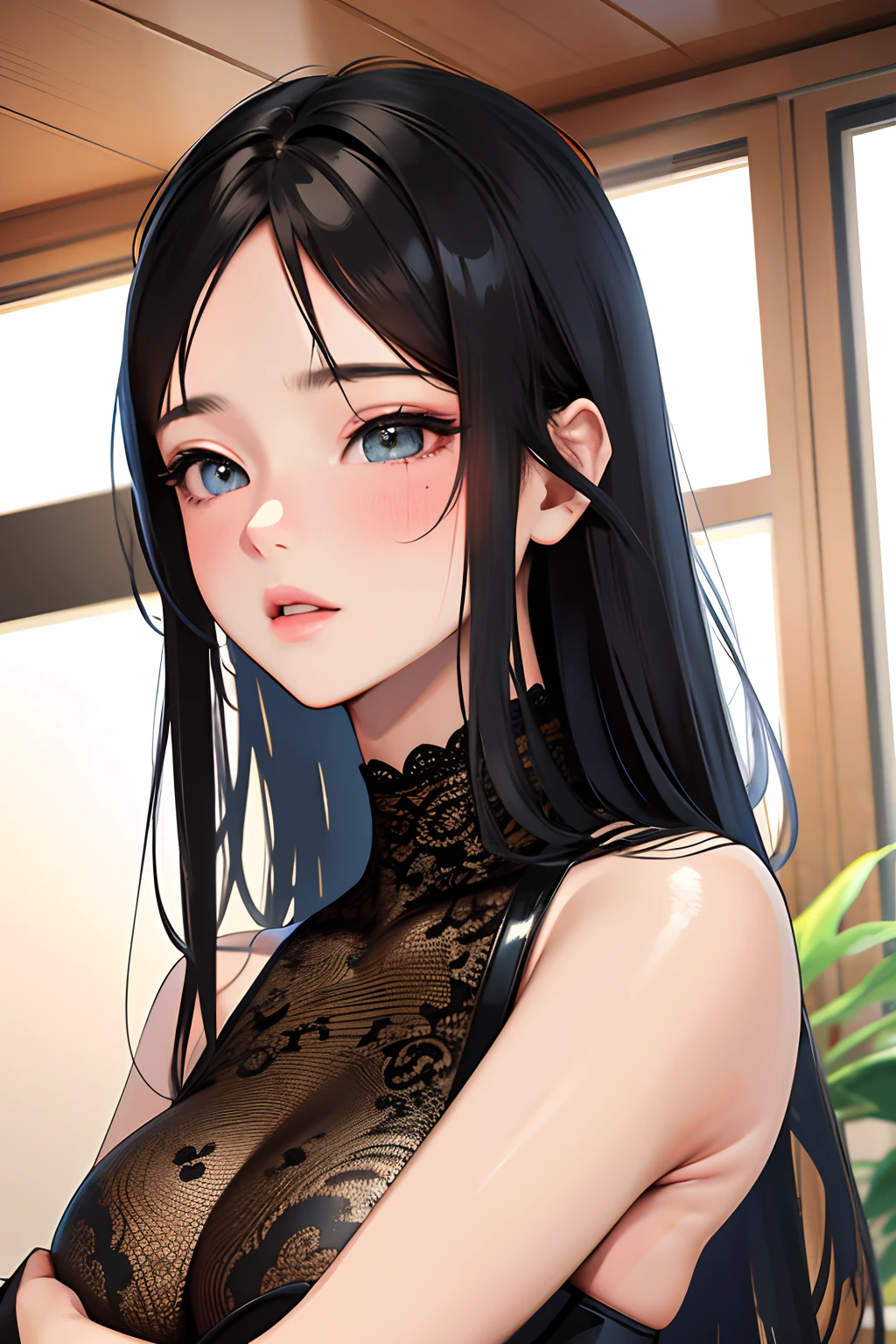 kujou sara, realistic, 3d, blush, highly detailed, sexy, elegant