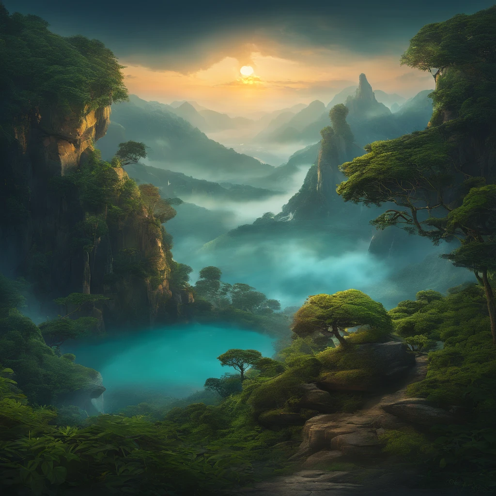 Magnificent view,Mountain top forest edge landscape photography professional high quality nature digital photography,Broad field of view,Bushes in the moonlight,Moonlight 1 White Phalaenopsis orchid on the edge of the cliff,Clear and transparent water,Huge stones stand tall,A majestic,Yamakawa,Simple and beautiful,Minimalist,Deep cyan tones,foggy sky,Nightmare vision, Dark fantasy plot,Perfect and excellent composition,8K分辨率,the detail,Rain trails,dampness,water stain,very wide angle shot,Jack Guzman's environmental art photography,realisticlying