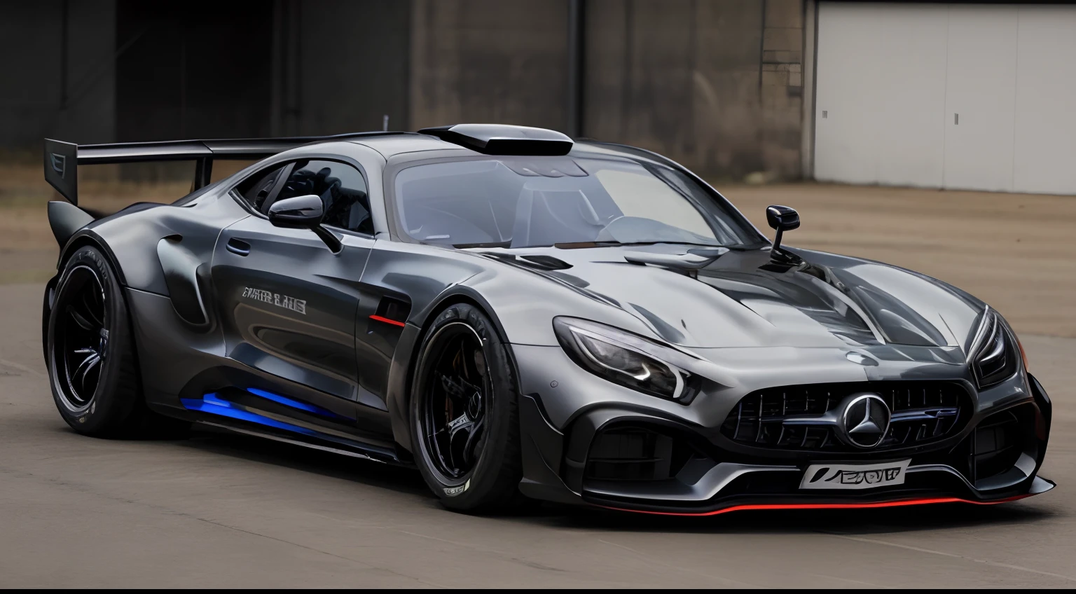 ((MERCEDES AMG HYPERCAR ONE ))、in detail、Pre-designed aero parts、realisticlying、Deep Rim、Wide tires、car park、