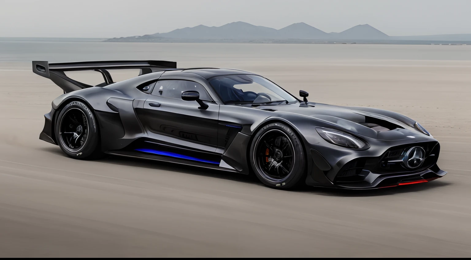 ((MERCEDES AMG HYPERCAR ONE ))、in detail、Pre-designed aero parts、realisticlying、Deep Rim、Wide tires、car park、