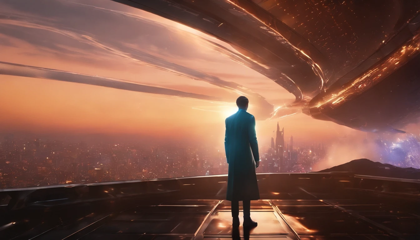 Epic anime starring a man with teleportation powers, (Epic animation style), with amazing visual effects, (fundo futurista), breathtaking effects, (chumbo masculino,superpower:teletransporte,forward animation,extraordinary fx,futuristic backdrop)