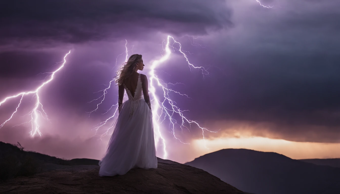 Zenistu, roupas roxas e brancas, Purple and White Lightning, cabelos brancos, Purple eyes,