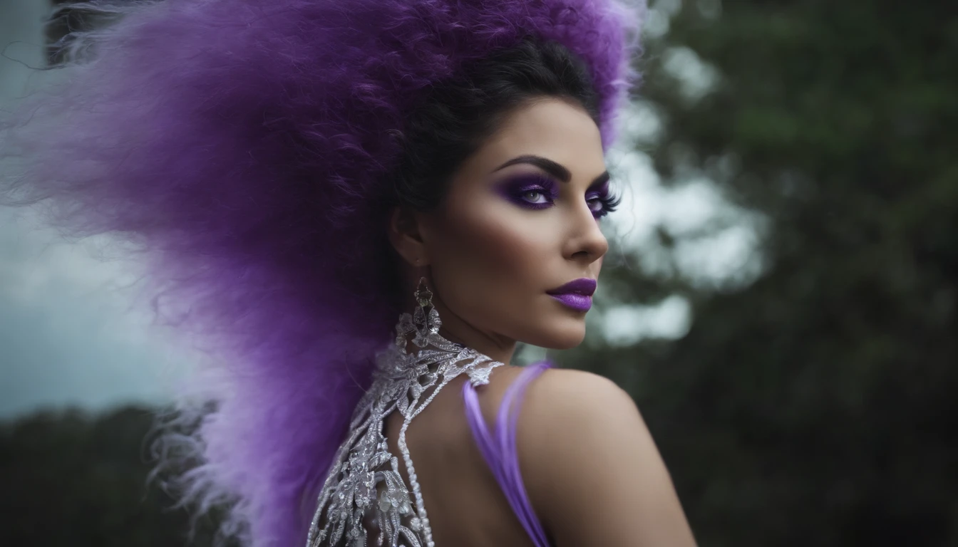 Zenistu, roupas roxas e brancas, Purple and White Lightning, cabelos brancos, Purple eyes,