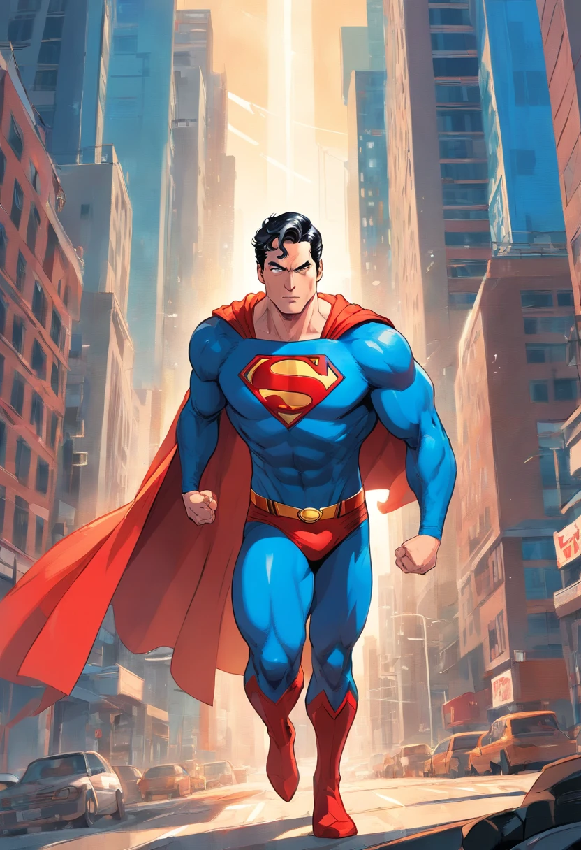 one muscle, Powerful Superman in a dynamic flying pose, with a confident and determined expression on his face. His iconic red and blue superhero costume is highly detailed, mostrando as texturas e contornos do tecido. As cores vibrantes do traje, including the bright red cloak that flows behind him, Crie um impacto visual impressionante. The symbol of His House, the iconic Superman emblem, is prominently displayed on his chest.
The work has a medium of comic book illustration, capturing the essence of the beloved DC Comics character. The lines and shading are crisp and clean, giving the image a dynamic and energetic feel. Combines elements of traditional hand-drawn artwork with digital coloring techniques, resulting in a visually stunning piece.
Enquanto Superman assume o centro do palco, the background features the iconic skyline of Metropolis with its towering skyscrapers, todos banhados pela luz quente do sol. The buildings are highly detailed, featuring a blend of contemporary architecture and the classic art deco style that is synonymous with the world of Superman.
The lighting in the artwork is dramatic, with sunlight casting strong shadows on Superman's muscular physique, emphasizing their strength and power. Using highlights and shadows adds depth and dimension to the image, Bringing it to life.
The color palette of the work is rich and vibrant, with bold primary colors dominating the scene. O vermelho e o azul do traje do Superman se destacam contra os tons quentes da paisagem urbana, criando um contraste visualmente cativante.
Geral, This work is of the best quality, com ultra-detalhado, realism rendering. Every muscle and line in Superman's body is meticulously portrayed, highlighting his physical prowess and superhero status. Attention to detail creates a sense of realism, fazendo com que o espectador se sinta como se estivesse testemunhando o voo do Superman pessoalmente.
This prompt is suitable for