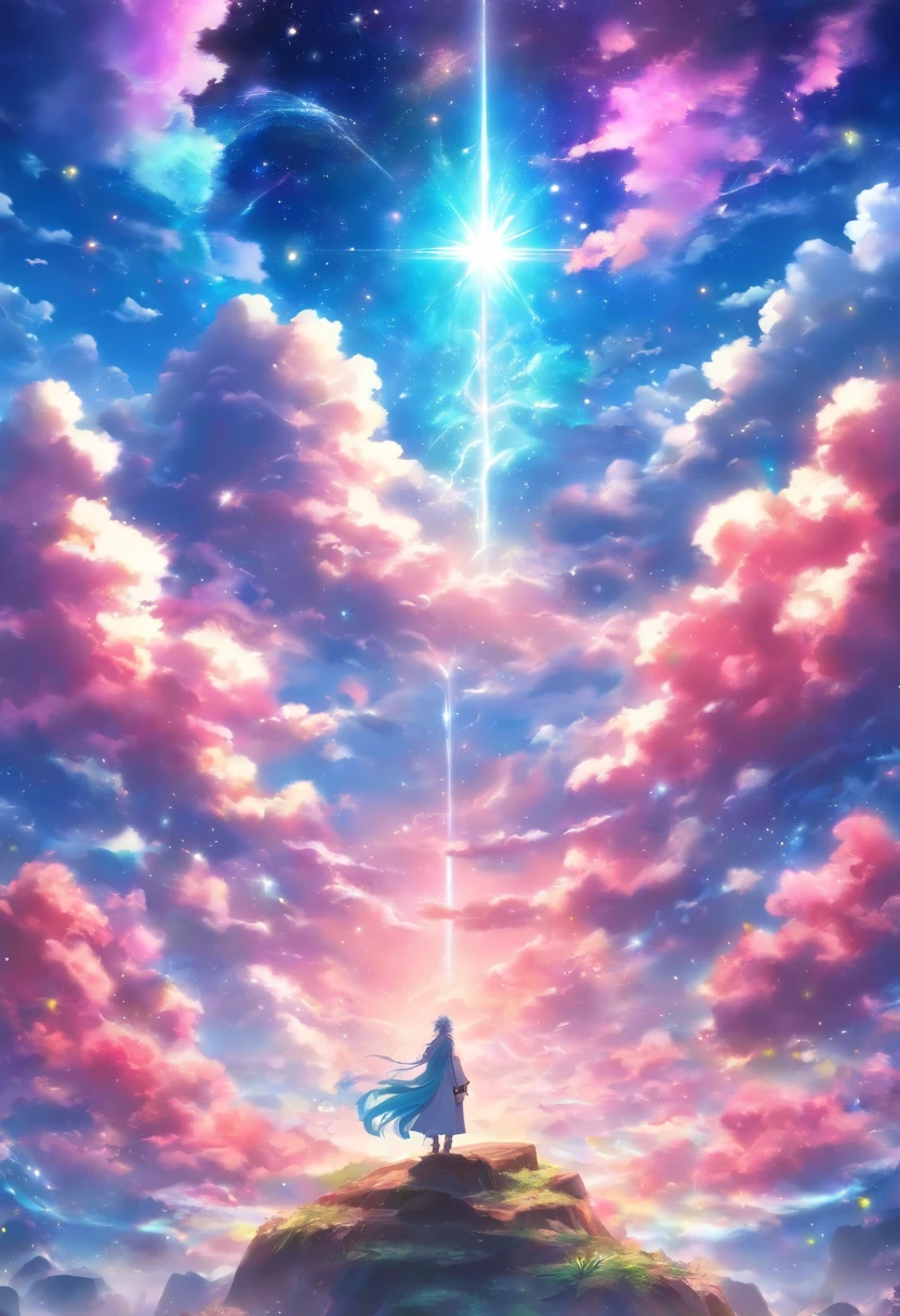 "Imagine uma paisagem celestial com cores suaves e brilhantes, where the humble and the stripped of pride are represented in a serene and welcoming manner. Create a scene that conveys the idea that 'Blessed are the poor in spirit, for theirs is the kingdom of heaven.'Use your creativity to portray the serenity and grace of this divine realm."
