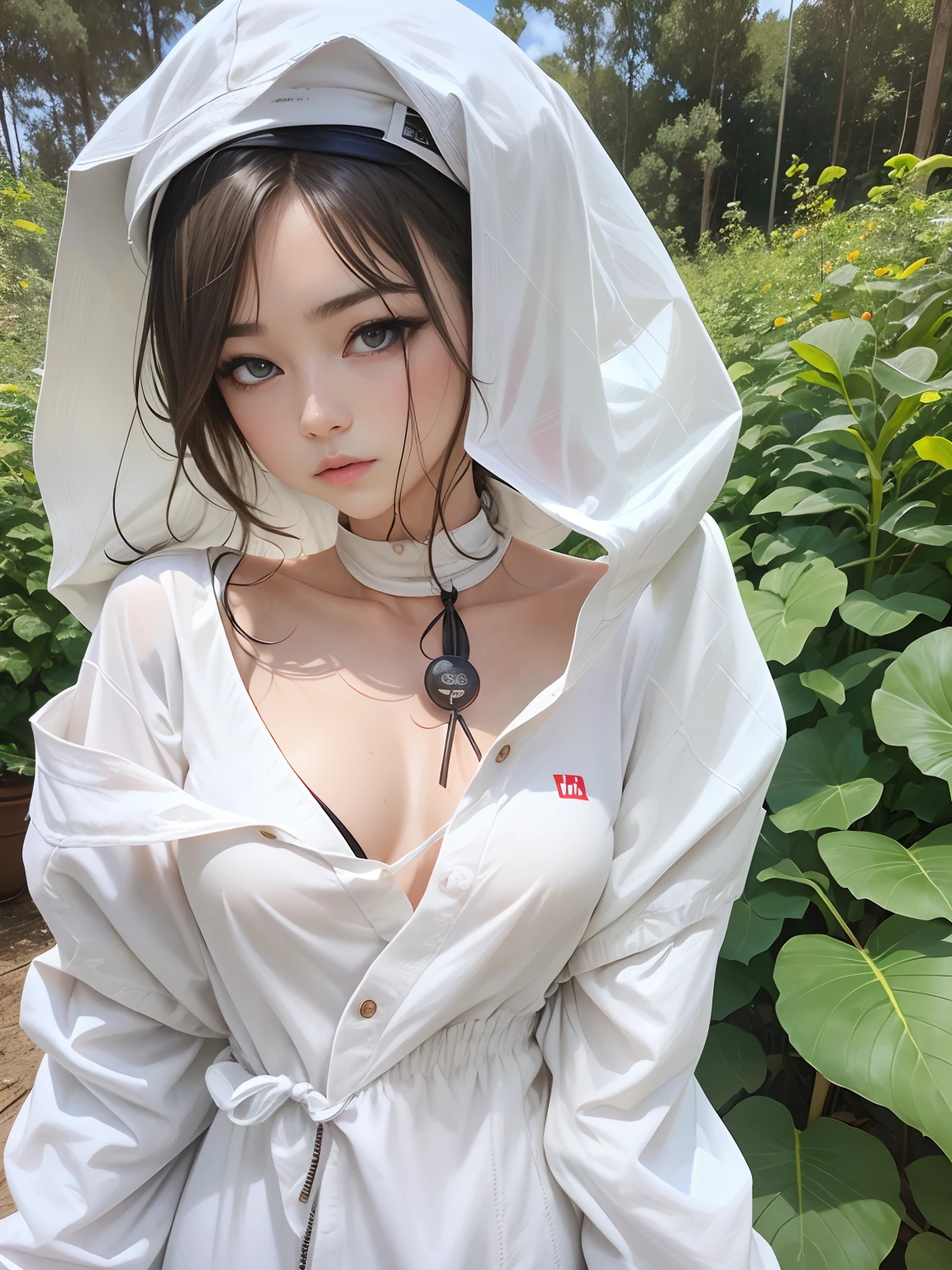 RAW, Best quality, high resolution, masterpiece: 1.4), Japan face mix Russian. slim, slender and tall. white skin. Oval face.wearing senior high school clothes, unbuttoned loose opened clothes, showing nude breasts and vagina. Beautiful young indonesian girl with white modern plain hijab. showing one , big , sex pose, showing vagina, open legs showing vagina, porn, dildo on vagina, sensual body, muscular body, ((senior high school clothes, unbuttoned loose opened)), orgasm, highres, 4k, HDR, 1girl, photorealistic, realistic, big breasts, wearing white modern plain hijab, wearing glasses, ((whole body)) turning away facial at viewer, closeup, leaning in the water. In the middle of river. Background forest and waterfall ((breast and leg. Wet body, wet hijab, wet clothes : 1.2)), ((half leg in the water, sex pose,porn))