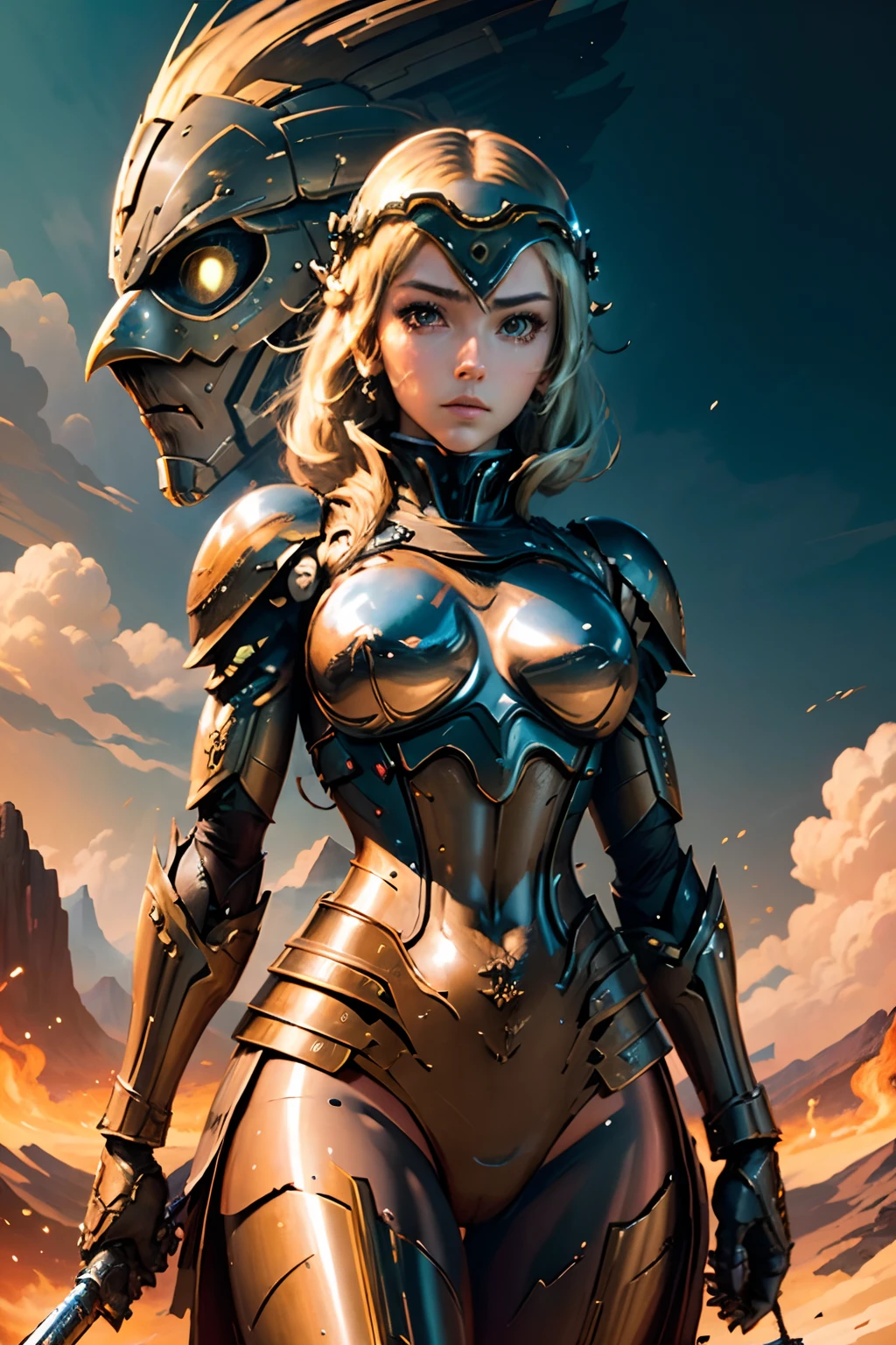 (((master part))),16k,best quality, illustration, terra, water,fire,vento,space,1girl,blonde hair,mecha bonito,armadura brilhante,eagle helmet,beautiful face,echarpe,papel_cortar,NSFW