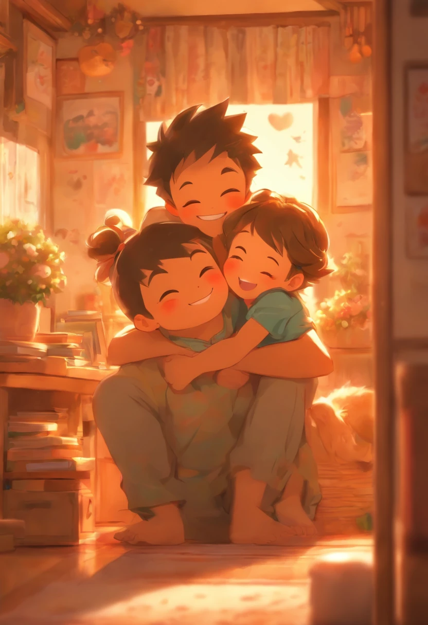 (best quality,highres),(realistic:1.37),chibi art,portrait,1 family,1 father,1 mother,1 child baby girl,happy family,home sweet home,loving couple,joyful parenting,tender moment,cute expressions,cartoon style,soft colors,warm lighting,cozy atmosphere,giggles in the air,toys scattered around,lovingly decorated walls,comfortable furniture,playful family scene,warm smiles,happiness and love radiating,adorable chubby cheeks,parental affection,lovely outfits,soothing background music