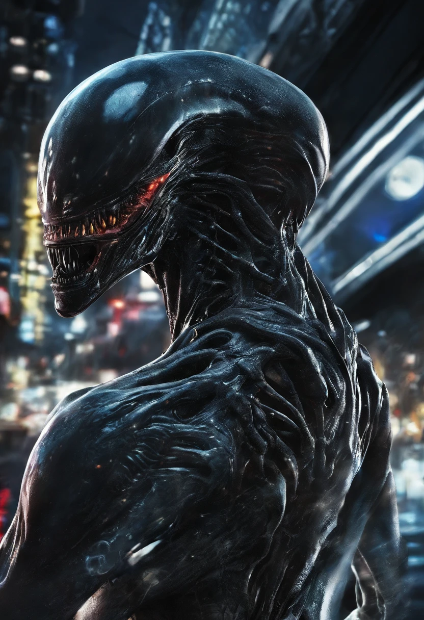 Venom possesses flash，Full body photo，Liquid armor，Delicate picture