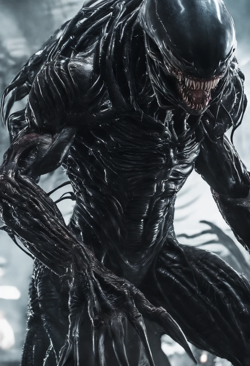 Venom fuses the Predator,Full body photo,Liquid armor,Delicate picture