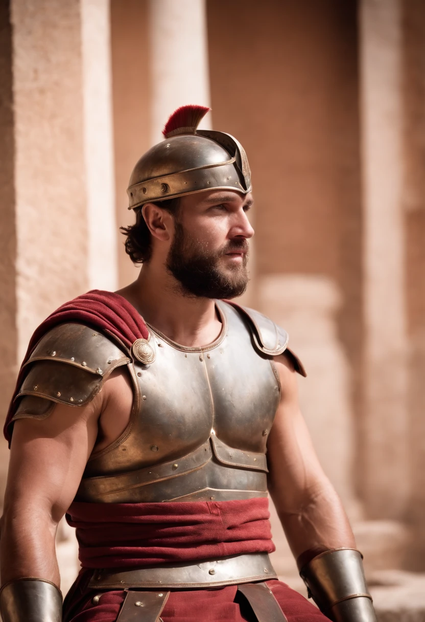 ROMAN GLADIATOR DOWN IN HIS KNEES