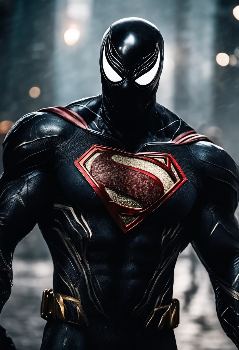 Venom binds Superman，Full body photo，Liquid armor，Delicate picture