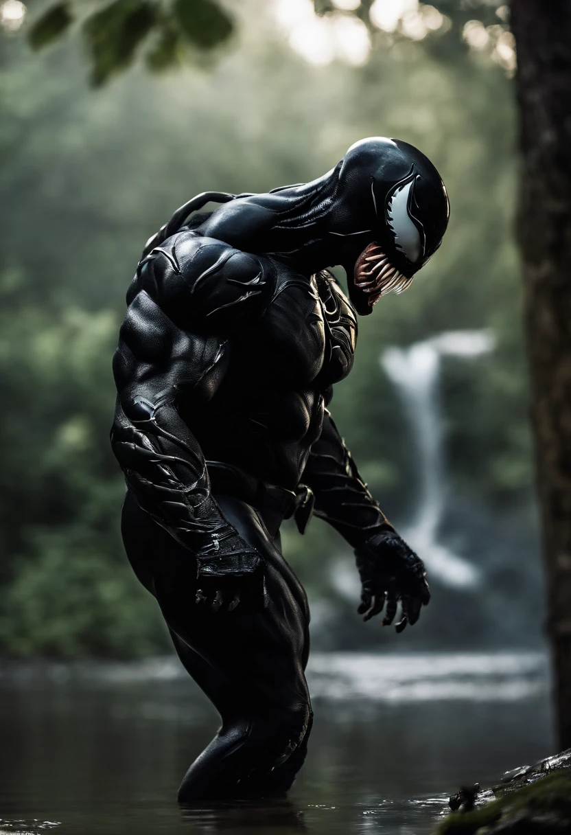 Venom binds to predators，fully body photo，Liquid armor，Delicate picture