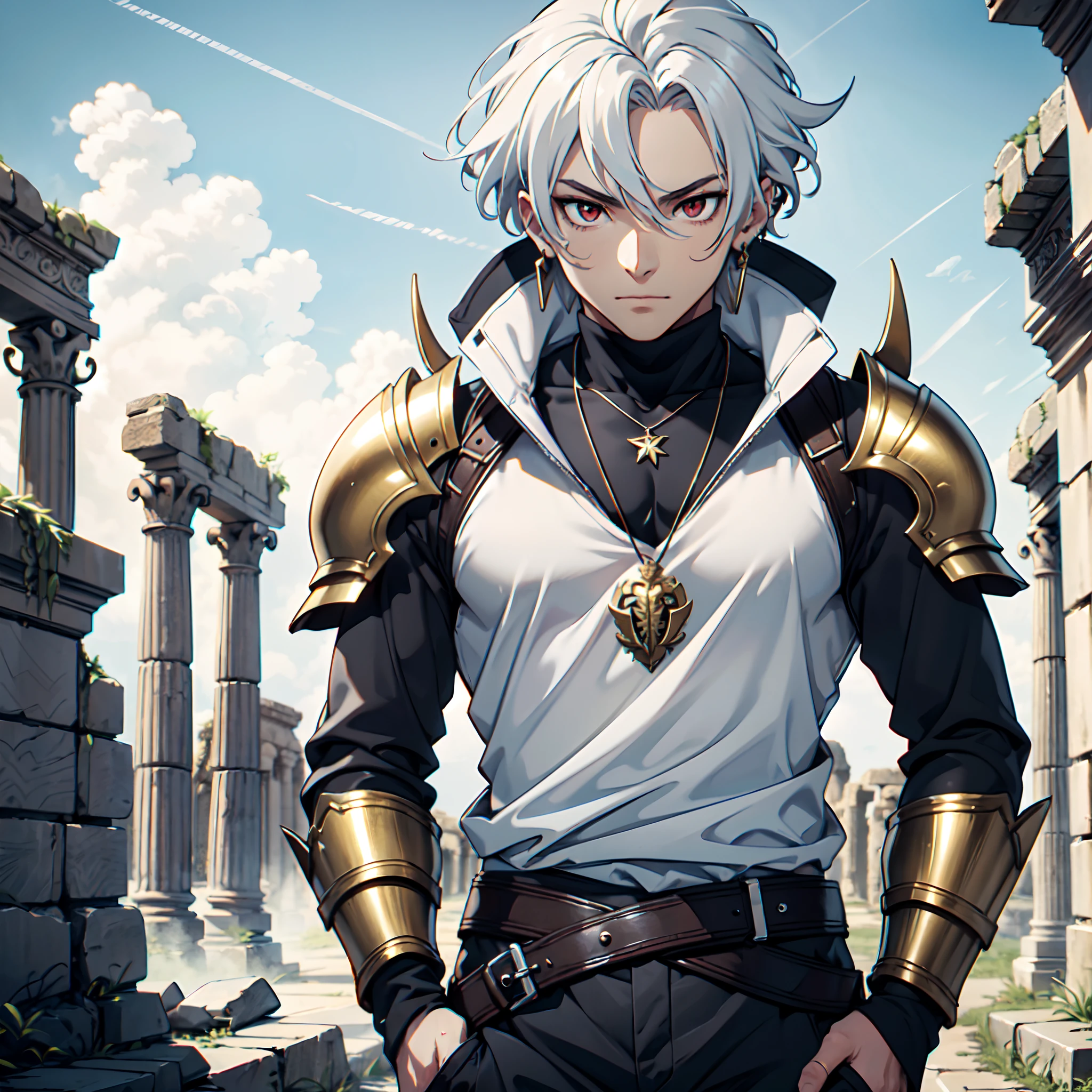 128K Ultra High Definition,
128K Ultra High Quality,
128K Ultra High Resolution,
128K Resolution,
Hyper Detailed,
Hyper Quality,
Hyper Definition,
Perfectly Detailed,
Perfectly Designed,
Masterpiece,
1 Boy,
Anime,
Handsome,
White Hair,
Red Eyes,
Wearing Earrings,
Wearing Necklace,
Armored With Spartan Armor,
Ancient Ruins Background,