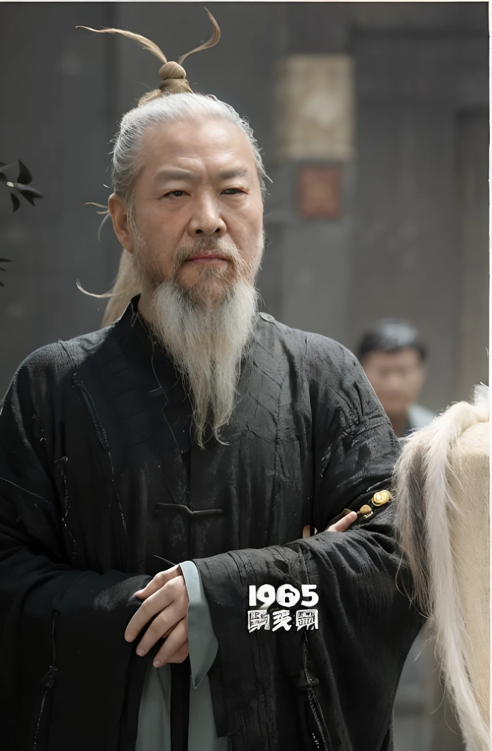 A close-up of a man with a long beard, inspired by Wu Daozi, inspired by Li Gonglin, Bo Feng, Taoist master, Daoism, pan ren wei, yiqiang and shurakrgt, Inspired by Hu Zaobin, tian zi, Liang Xing，