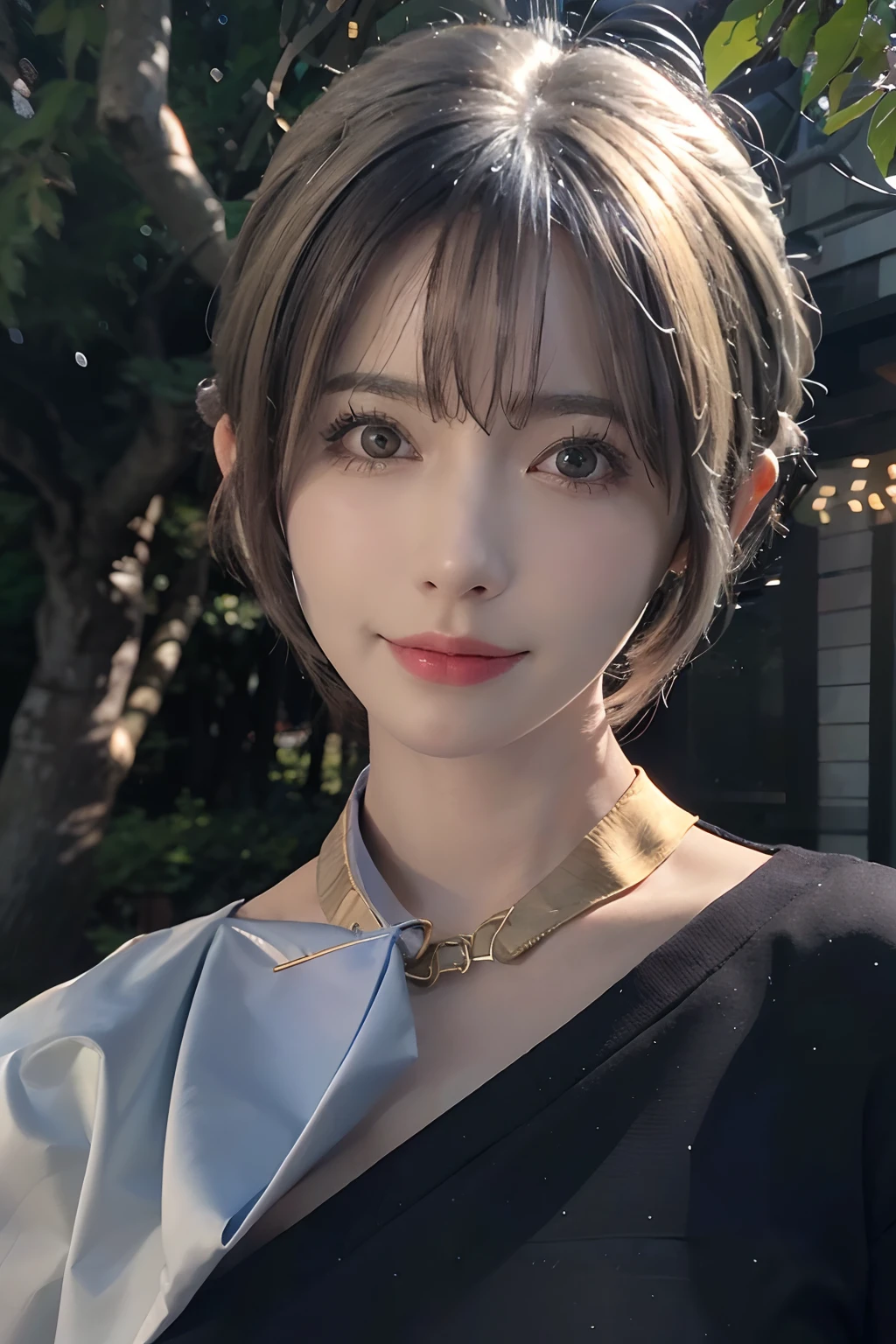 (masuter piece:1.3)、(8K、Photorealsitic、Raw photography、top-quality: 1.4)、(1girl in)、beautiful countenance、(Lifelike face)、(white  hair、a pixie cut:1.3)、Beautiful hairstyle、realisticeyes、Beautiful details、（real looking skin）、Beautiful skins、（Sweaters）、absurderes、enticing、超A high resolution、A hyper-realistic、high-detail、the golden ratio、Bright sunlight