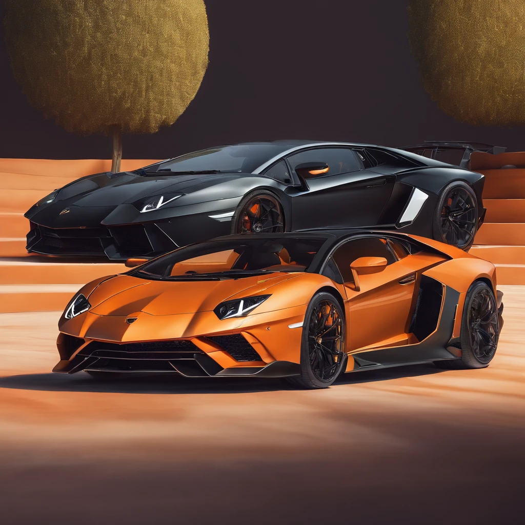 Sport lamborghini aventador SV running, ((orange)), intense colors
