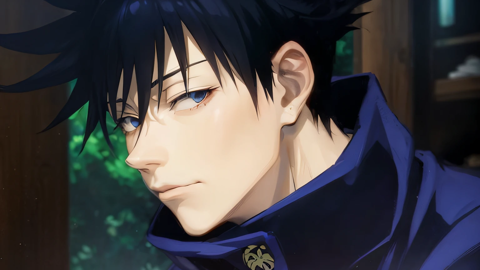 Jujutsu Kaisen, Megumi Fushiguro, Fushiguro, particuls, Escuro , anime realista, Anime Paiting realista