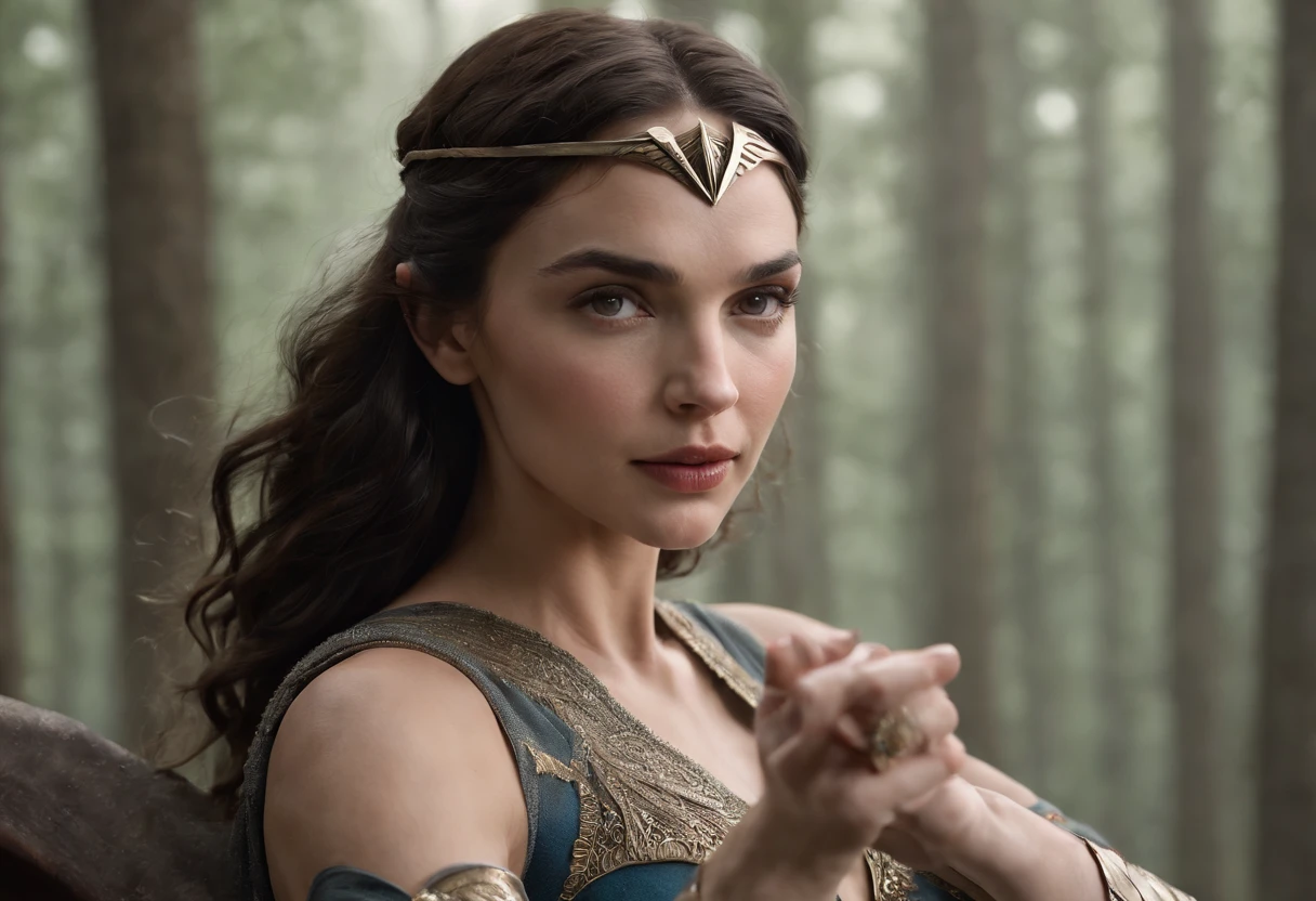 Gal Gadot em um vestido medieval posando para uma imagem, retrato de arte conceito de fantasia, arte de personagem impressionante, epic fantasy art portrait, Alexandra Fomina Artstation, retrato de fantasia fosco detalhado, retrato de arte de fantasia, retrato de personagem de fantasia, arte de fantasia behance, retrato de elfo muito bonito, 8k arte detalhada de alta qualidade, personagem de fantasia hiperdetalhada, arte de fantasia 4k., She's an archer, esta segurando um arco dourado.