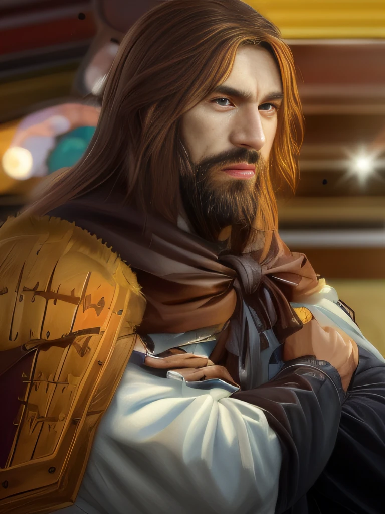 Man with long hair and beard