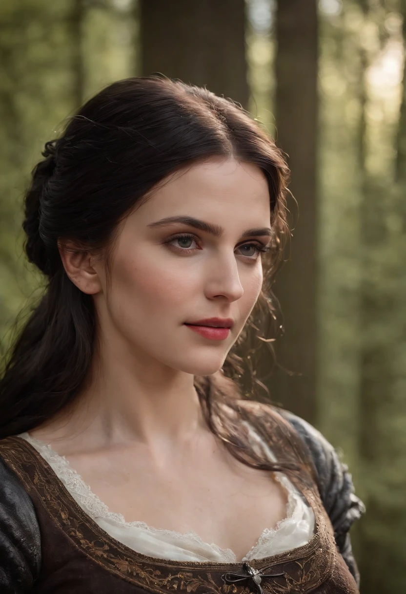 (best quality,4k,8k,highres,masterpiece:1.2),ultra-detailed,(realistic,photorealistic,photo-realistic:1.37),The Witcher: Yennefer of Vengerberg:1.3, upper body, (Black forest background:1.3), (night:1.3), backlight, Game "The Witcher 3" background, UHD wallpaper, (Paired with Canon EF 35mm F/1.4L II USM lens for versatile compositions:1.2)