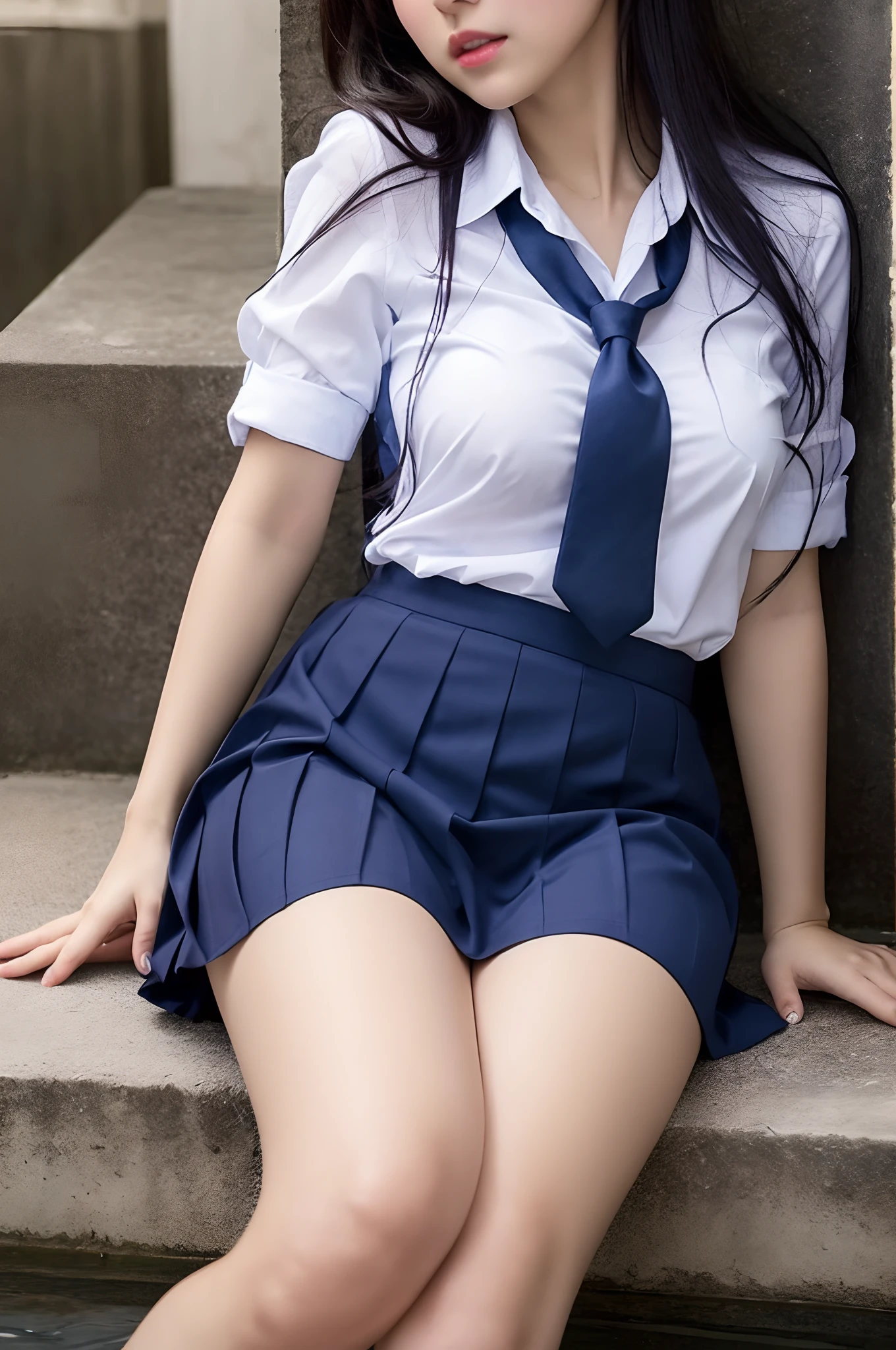 8K, masutepiece, Raw photo, Best Quality, Photorealistic, Highly detailed CG Unity 8k wallpaper, depth of fields, Cinematic Light, Lens Flare, Ray tracing, (Extremely beautiful face, Beautiful lips, Beautiful eyes), intricate detail face, ((Ultra detailed skin)) 1girll, In the Dark, deepshadow, Pretty Korean girl, Kpop Idol, 1 girl, (very slim and slender muscular body:1.3), ((view the viewer)),(Big smile:1.3), (erection), (female students)、((White Blazer、emblem on breasts)),((Translucent white blouse))、((red bowtie))、(Neon Light Sign), (Blurred background), Fashion Street Night),(No one is in the background:1.3), Beautiful earrings, bangle, Necklace, Black stockings, Clear eyes, (pale skin), (Big eyes), Face forward, ((flared skirt mini:)),((Brown shortcuts)), (see through), (view the viewer:1.3) opened breast, Very slim, medium breasts, turn back,((Black stockings))((Black High Heels))、Wallpaper HD of、(Puffy eyes:1.2)、 (Slim legs),Lower breast、Oily skin、skinny、 (the underside of the chest is slightly visible),(Visible lower milk、I can see your belly button and ribs)、Hip bones and lower abdomen are visible、Dark blue flared skirt、(lift up skirt)((Milky Way galaxy in the background))、((beautiful a girl:1.3)) ((School Uniforms:1.4)) ((pantyshot:1.3)) ((highschool)),((Dark blue skirt:1.3)) ((in class room:1.3)) ((Thin_fabric:1.4)) ((Random sexy poses:1.3)) ((full of sweat:1.5))((with a flushed face:1.4)) ((Big breasts:1.4)) ((close-up:1.2)) Best Quality,masutepiece,超A high resolution,(Photorealistic:1.4),Raw photo,(Authentic skin texture:1.3),(Film grain:1.3),the panorama,Character Portrait,Very Wide Shot,Narrow waist,Cowboy Shot,(In the Dark, deepshadow, lowkey, cold light,) Night,(()),Streaming Tears,,Dust,Tindall Effect,(expression),1girl in,beautiful detailed eyes and face,White Jabot,Brown eyes,((Brown hair:1.2)) ((Full body:1.3)) ((Smile:1.3))