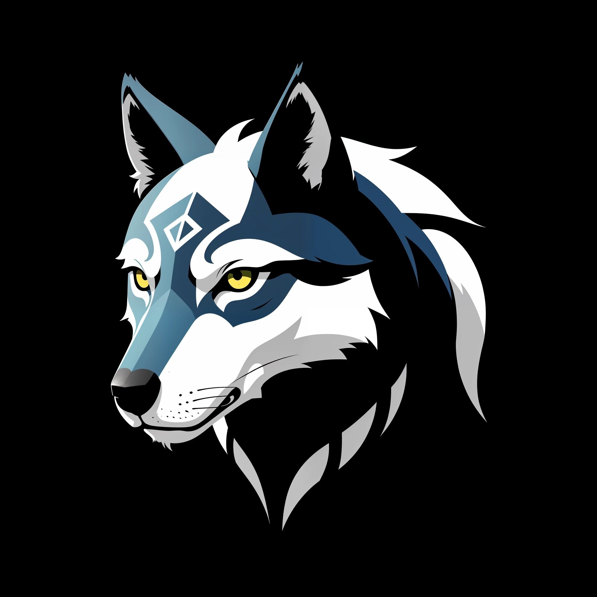 A detailed illustration face wolf,Magic, Desportivo, azul brilhante, Uivando, logotipo em forma de escudo, #69E200 hexadecimal, segunda cor branco, logotipo do futebol, Escuro, lo gothic, design de camisetas, no estilo do Studio Ghibli, cores tetradicas pastel, arte vetorial 3D, bonito e peculiar, Arte de Fantasia, azul brilhante, bola de futebol Desportivo, Adobe Illustrator, hand-drawn, Pintura digital, Minimalista, baixo-poli, soft lighting, scenic view, isometric style, retro aesthetics, focado no personagem, 4k resolution, Photorealistic rendering, usando o Cinema 4D