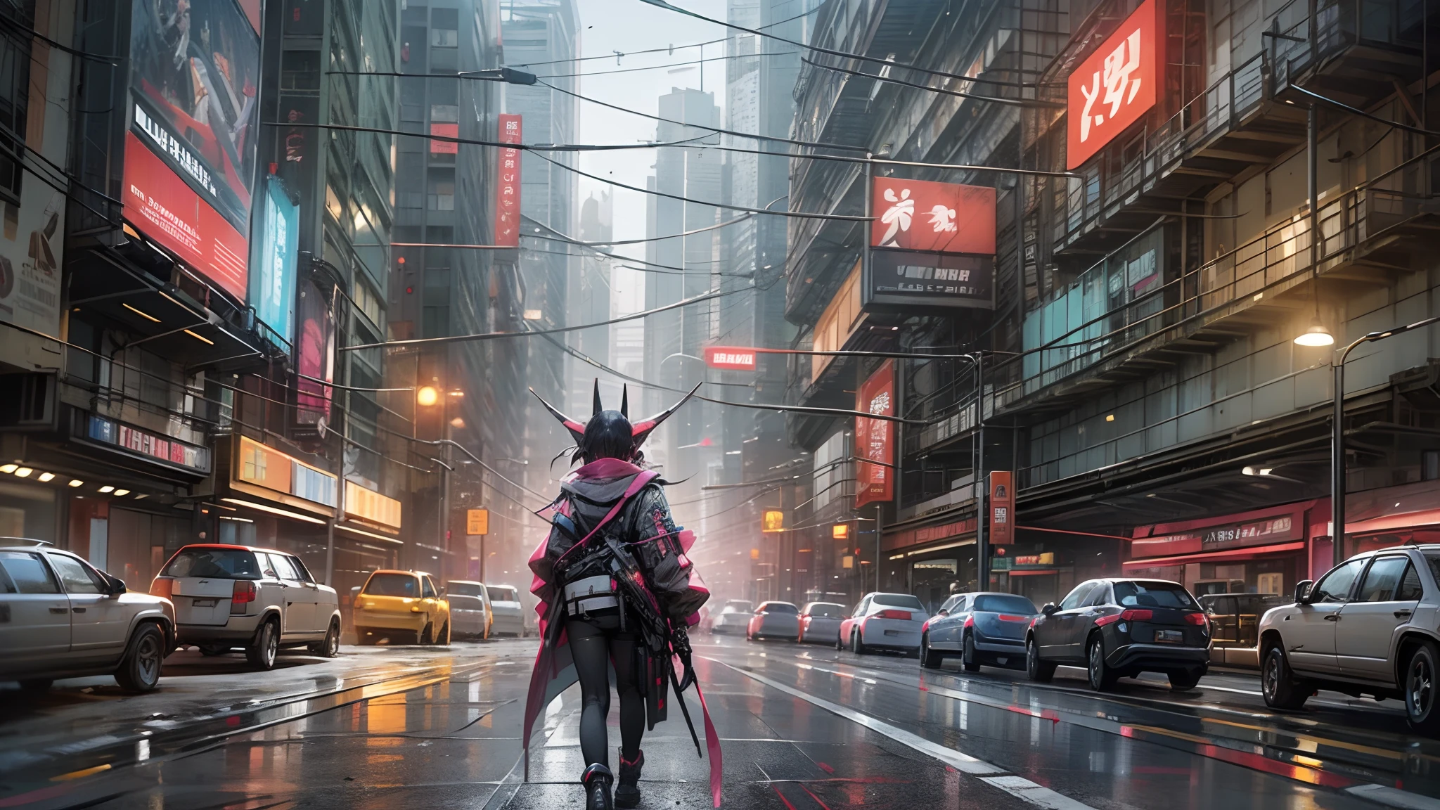 Imagine a futuristic anime world where humans and advanced technology are seamlessly integrated. In this cyberpunk-inspired realm, mega-cities sprawl with neon lights, AI companions are as common as pets, and hackers navigate virtual landscapes to uncover secrets. Describe the bustling streets, high-tech fashion, and the daily lives of citizens in this cyber-enhanced anime world, where reality and virtual reality blur in an electrifying adventure. --auto --s2