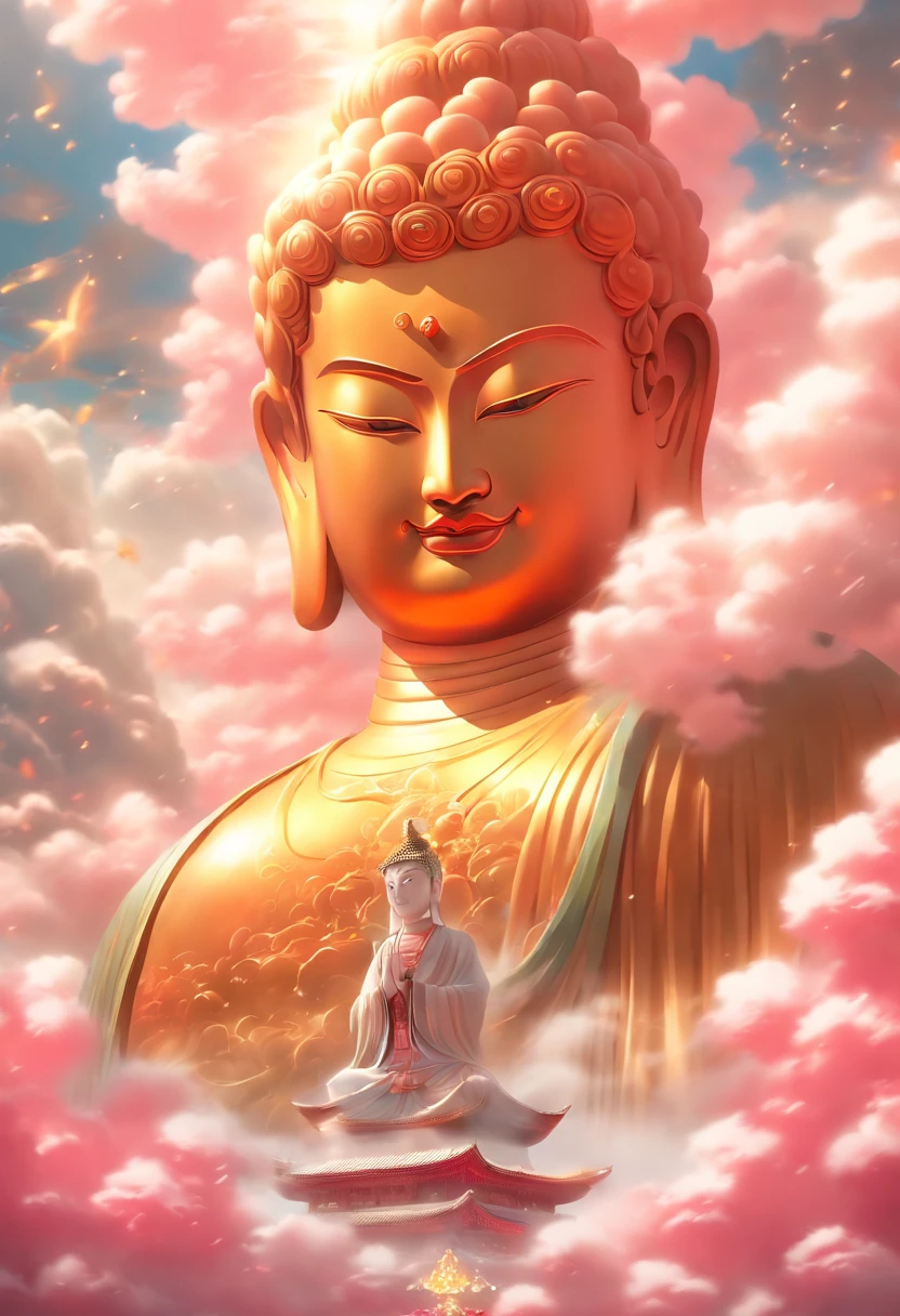 ((Masterpiece)),(Best quality)),China-style,In the sky, The clouds form a huge Maitreya Buddha statue,Pilgrims on the road,Hyper-realistic,Ultra photo realsisim,Real Photographics,8K,High definition,high qulity,Works of masters,super-fine,(((OC renderer)))