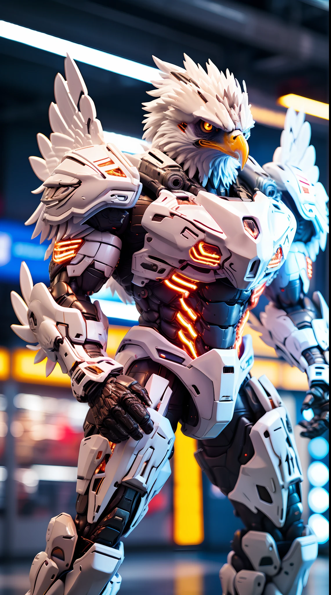 EAGLE, EAGLE HEAD, MECHA HEAVY ARMOR, TRANSPARANT, MUSCLE BODY.