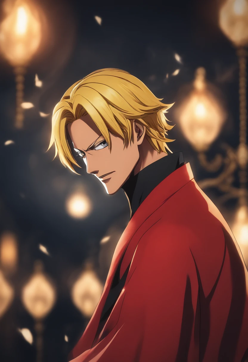 sanji 4k wano red suit black hair