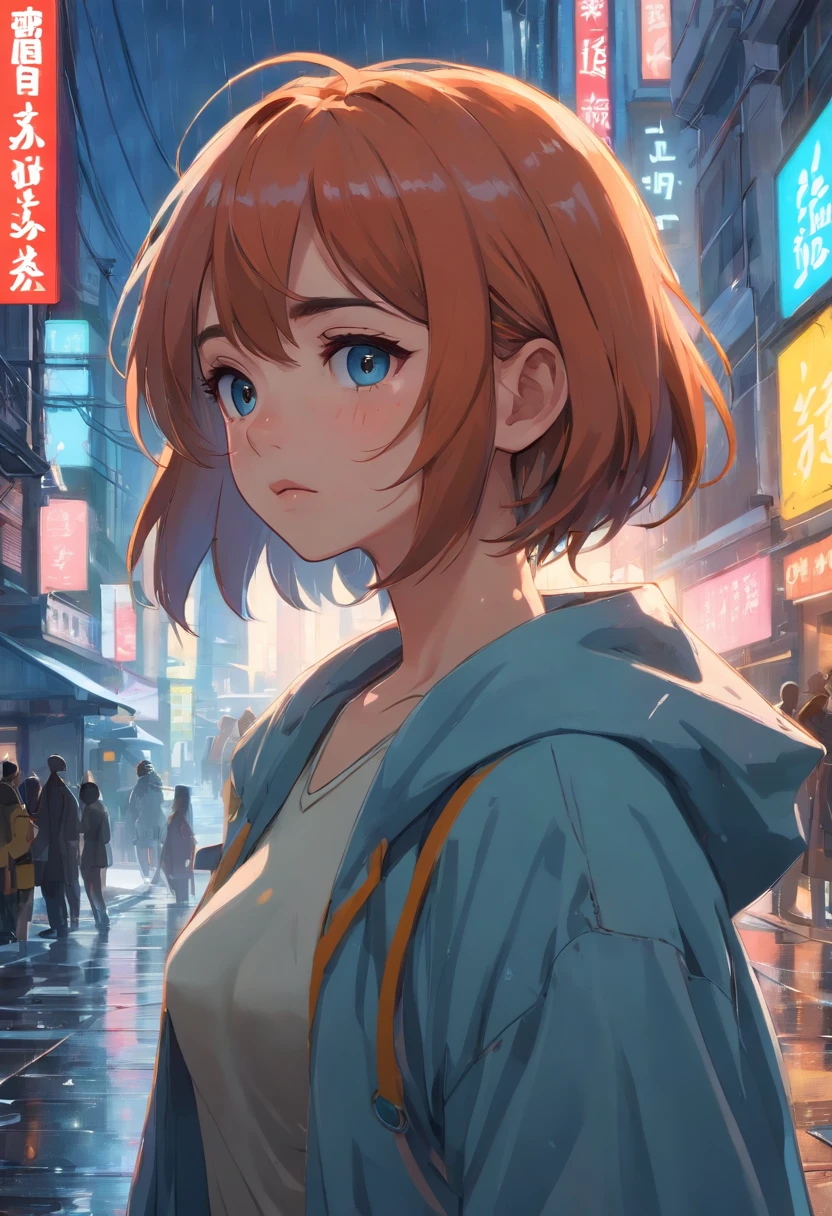 detail shot of a 20s teenager, beautiful cute, huge crying eyes, windy, apply a filter to keep the facial features unchanged, big ears, sharp focus, emitting diodes, smoke, artillery, sparks, racks, system unit, motherboard, by pascal blanche rutkowski repin artstation hyperrealism painting concept art of detailed character design matte painting, 4 k resolution blade runne, cute freckles, masterpiece, big wet tits, wet shiny skin, comic, adult manga style, 2d, masterpiece, best quality, anime, highly detailed face, highly detailed background, perfect lighting, A blend of comic book art and lineart full of natural color, cyberpunk city, building break by an Iceberg, the best quality, masterpiece, high-resolution, acrylic painting, trending on Pixiv fan box, palette knife, and brush strokes, style of makoto shinkai, Jamie Wyeth James Gillard edward hopper Greg Rutkowski studio ghibli Kenshin impact