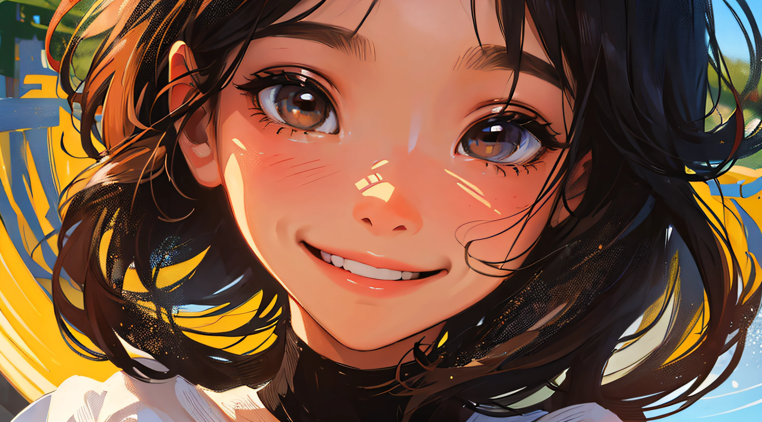 ((Masterpiece)), ((Best Quality)), A close-up of a smiling child's face, radiating innocence, joy, and wonder.