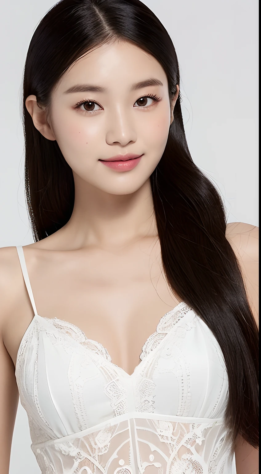 1girl, (quite a bit body), a very beautiful Korean face mixed Japanese idols model girl, beautiful detailed face, (photorealistic:1.4), raw photo, solo, (windy storm tousling black long hair), happily bright laughing, ((naked breasts, nice pink nipples)), horny eyes to squirt , 8k, ultra hires, masterpiece, realistic photograph, 21yo, long straight black hair, pastel simple background,