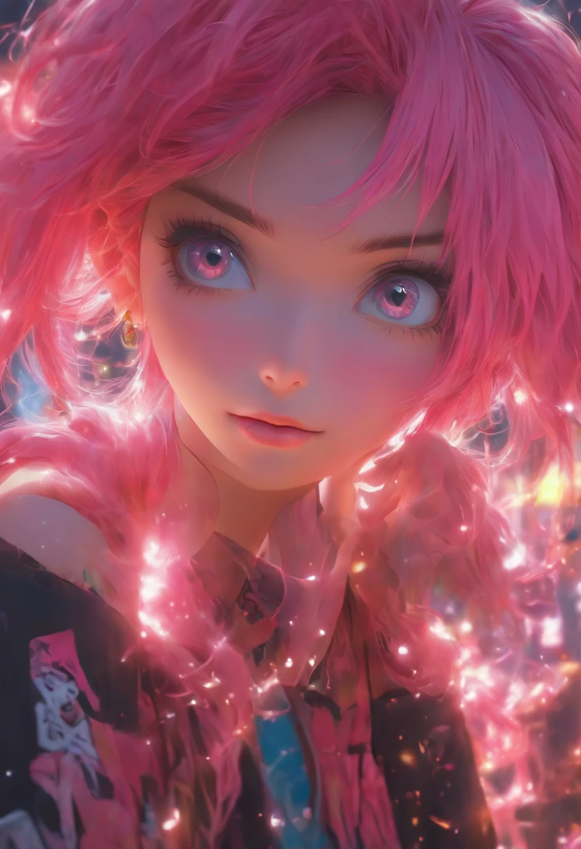 Pink hair, Hyperrealism, anime style, Gothic art, 8k, super detail, textured skin, high details, 16k, anatomically correct, masterpiece, 16k