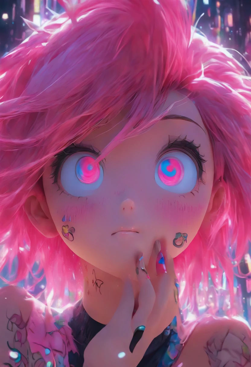 Pink hair, Hyperrealism, anime style, Gothic art, 8k, super detail, textured skin, high details, 16k, anatomically correct, masterpiece, 16k