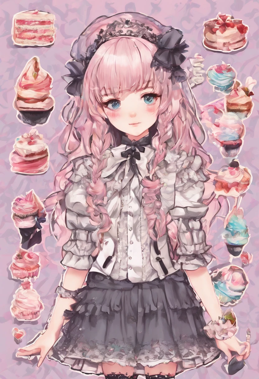 {{{{{{1 badge}}}}}},{{Logo}},{ dripping ink}, Wonderland,multicolored hair,frilld,kawaii,Logo Design, Badge Design,{kawaii},{{1 girl,Kindergarteners,Lori}}, Sweet Gothic Lolita,Overexposure, {{minimalism}}, round frame,Colorful,[Chibi], Blunt bangs , Gothic decoration,{Harajuku fashion},{{{{Jitome}}}},sticker style, ,buttoning,candy,a cake,heart item,bow ribbon,hair messy,Very long hair,