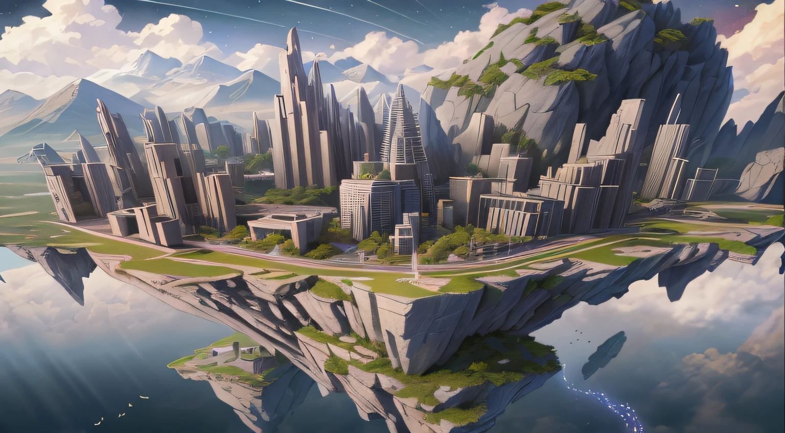 dynamic viewing angle,(levitating:1.5),(Futuristic city floating on space boulders:1.3),mirai,(Thick clouds under rocks:1.4),in style of hayao miyazaki,Rejoice,Perfect quality,Clear focus(Clutter - home:0.8), (tmasterpiece:1.2), (realisticlying:1.2) ,(Bokeh:0.5), (best qualtiy), (detailedskin:1.3) ,(complexdetails), (8K), (detailedeyes) ,(Sharp focus),,(having fun),(Award-winning digital artwork:1.3) af (sketching:1.3),(with dynamism:1.3),studiolight,Theme