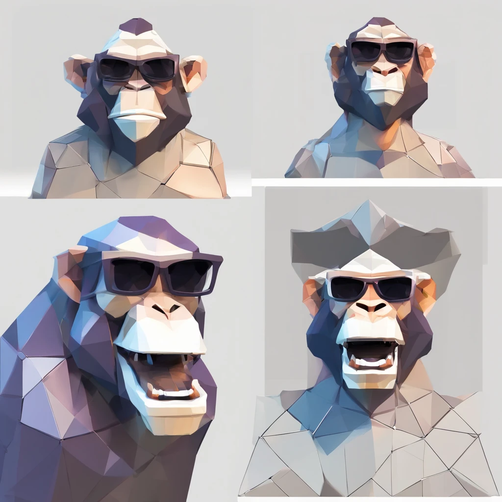 Three monkeys in sunglasses showing teeth and smiling out loud