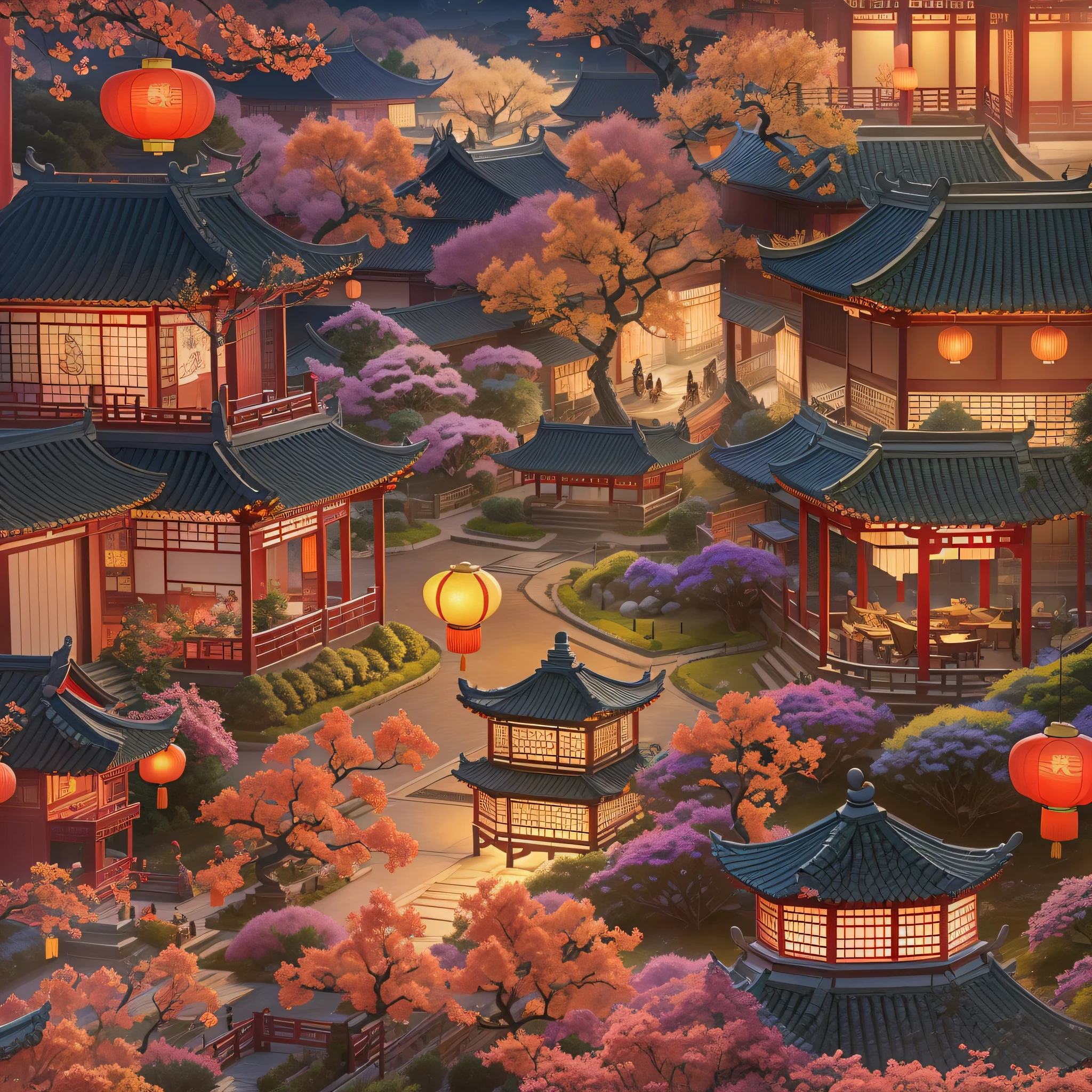 (Best quality,4K,8K,A high resolution,Masterpiece:1.2),Ultra-detailed,(Realistic,Photorealistic,photo-realistic:1.37),（Mid-Autumn Festival beauties eat mooncakes, admire the moon and enjoy flowers）,landscape,Vivid colors,Warm tones,Soft lighting,Beautifully decorated garden,（Chubby Full Moon）,glowing lanterns,tranquil ambiance,Tang dynasty costumes,Smiling faces,autumn wind,flying light,a joyful atmosphere,Traditional Chinese gardens,Crimson lanterns cast a warm glow,Peaceful night view,Celebrating Chinese culture and traditions,Majestic mountains in the background,Peaceful garden gazebo,Chinese calligraphy on hanging scrolls,Willow trees swaying in the wind,Traditional tea ceremony,Delicate floral decoration,The air is filled with fragrance,Create a festive atmosphere.