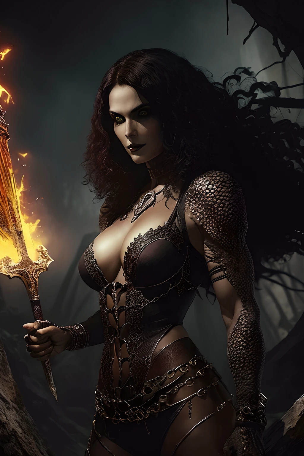(papel de parede 8k extremamente detalhado), An average photo of a necromancer reptilian woman, intrincado, alto detalhe, Dramatic