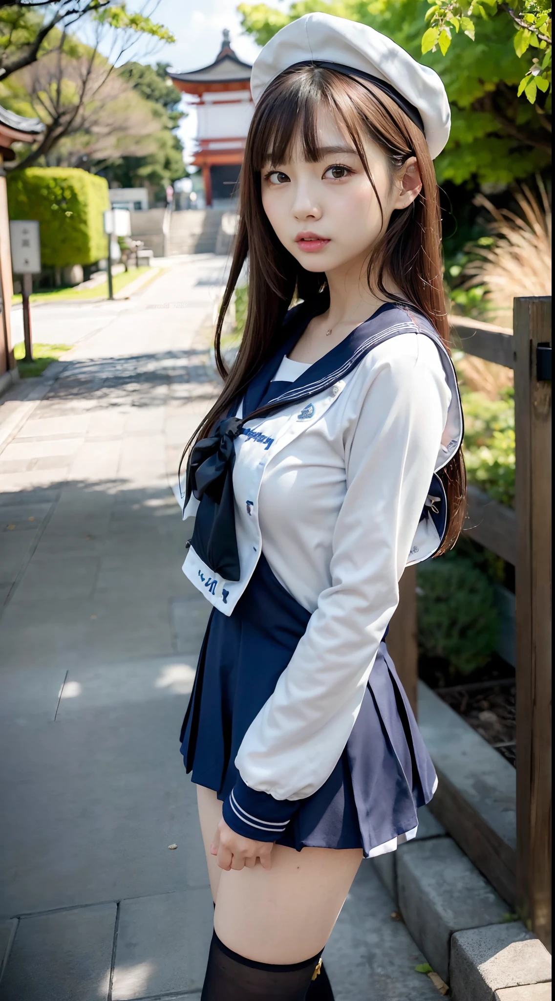 A woman who has been and tied up is squatting on the shore of a lake、Her hands are behind her back and her wrists are tied with rope、Beauty、Wearing a navy blue long sleeve blazer、Wearing a long-sleeved blouse、She is wearing a skirt with a Barbarian pattern.、White panties are visible from between the legs、, black hair, bangs, floating hair, straight hair, shiny hair, eyeball, shy, Surrealism, cinematic lighting, UHD, best quality, highres, 8k