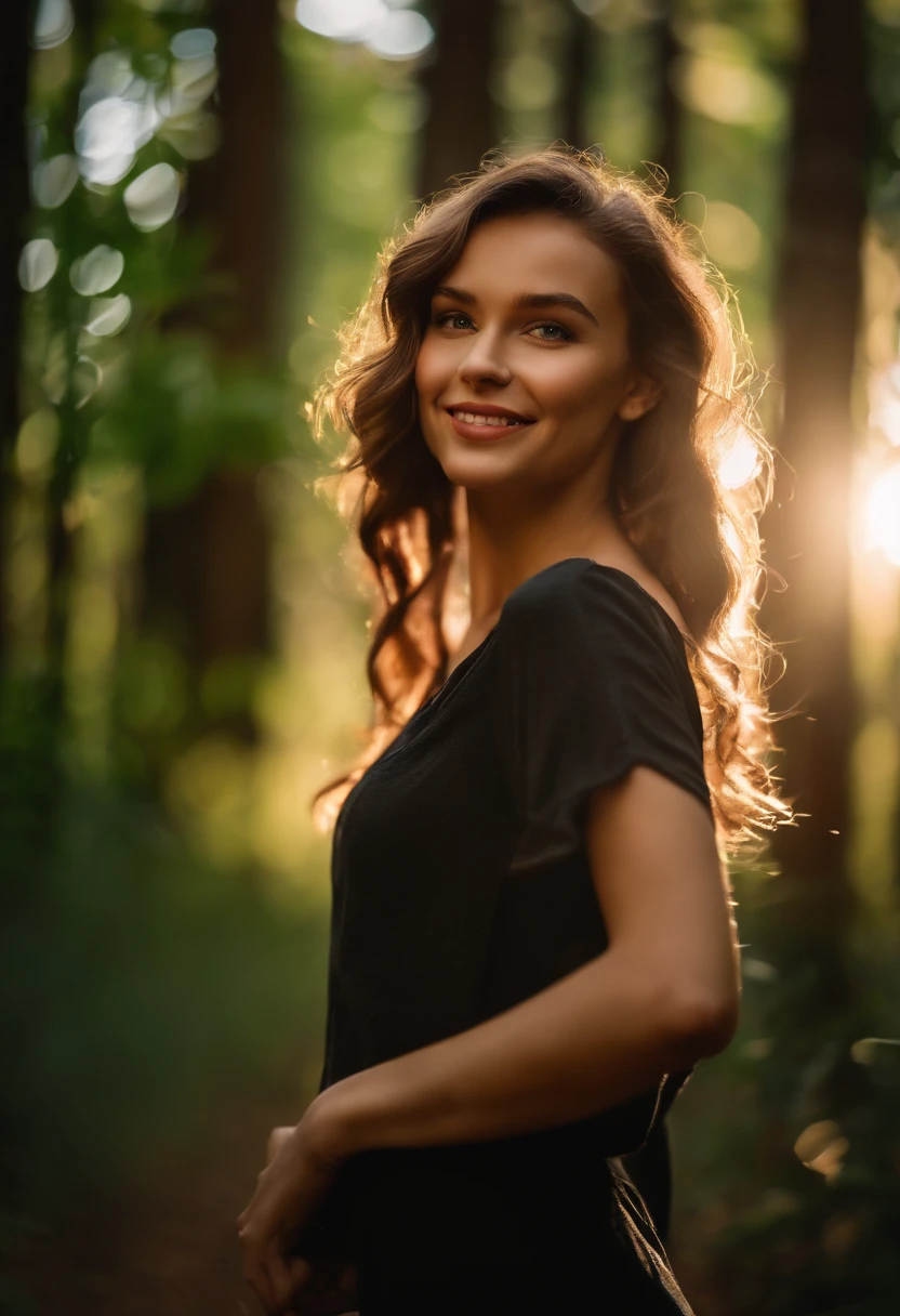 Beautiful girl, (((((small)))), Show, Protruding tongue, Short hair, brown, 8K, Professional photography, Delicate, Clear, In the forest, Sun, Light leakage, Masterpiece, (Beautiful)))), (reality)))), Smile, Fantastic, angel, Young