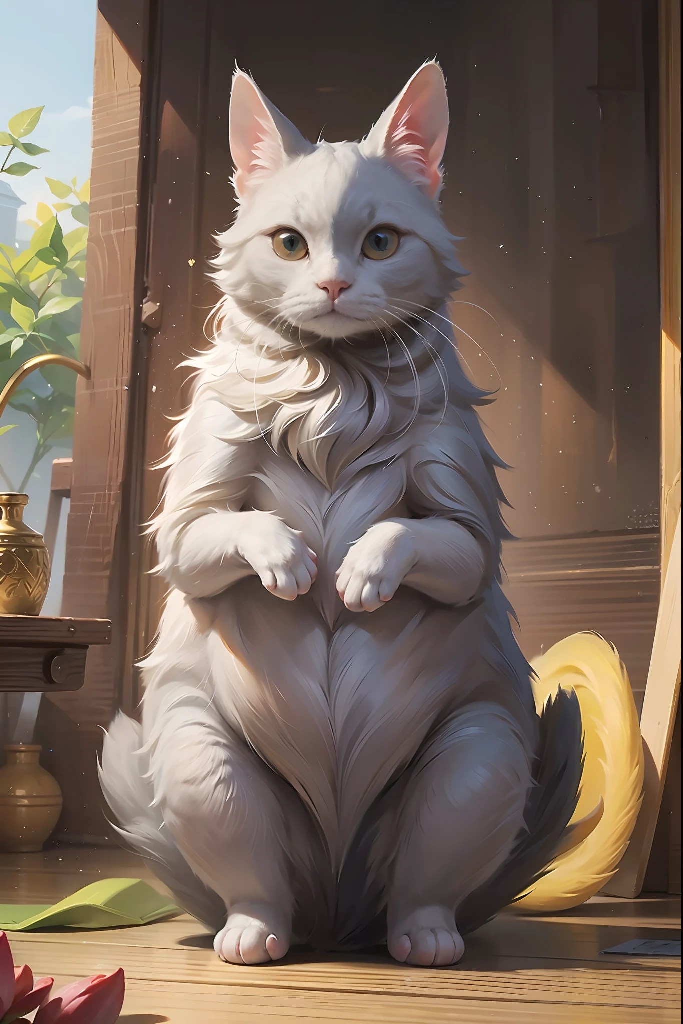 (high quality,4k,8k,highres,masterpiece:1.2),ultra-detailed,(realistic,photorealistic,photo-realistic:1.37),pixiv masterpiece,(intricate details), nsfw, chubby white fur wet, feral, Ragdoll Cat with highly detailed white fur, feral, stunningly sharp-focus, charming chubby body, curvy, big, tight anus, huge ass, very big ass, wet ass, wet anus, balls, wet balls, enchanting red hue, swaying tail, impressive coat, lustful presence, mesmerizing beauty, sexy posture, well-defined claws, sinister-hearted, smug face, open mouth, radiant aura, captivating artwork, artistically rendered, masterful strokes, attention to detail, tasteful composition, alluring charm, careful shading, great attention to anatomy, meticulous rendering, impeccable craftsmanship, vivid colors, perfect balance between realism and fantasy, wet, steam, drip, sweaty, big fluffy tail, thick tail,