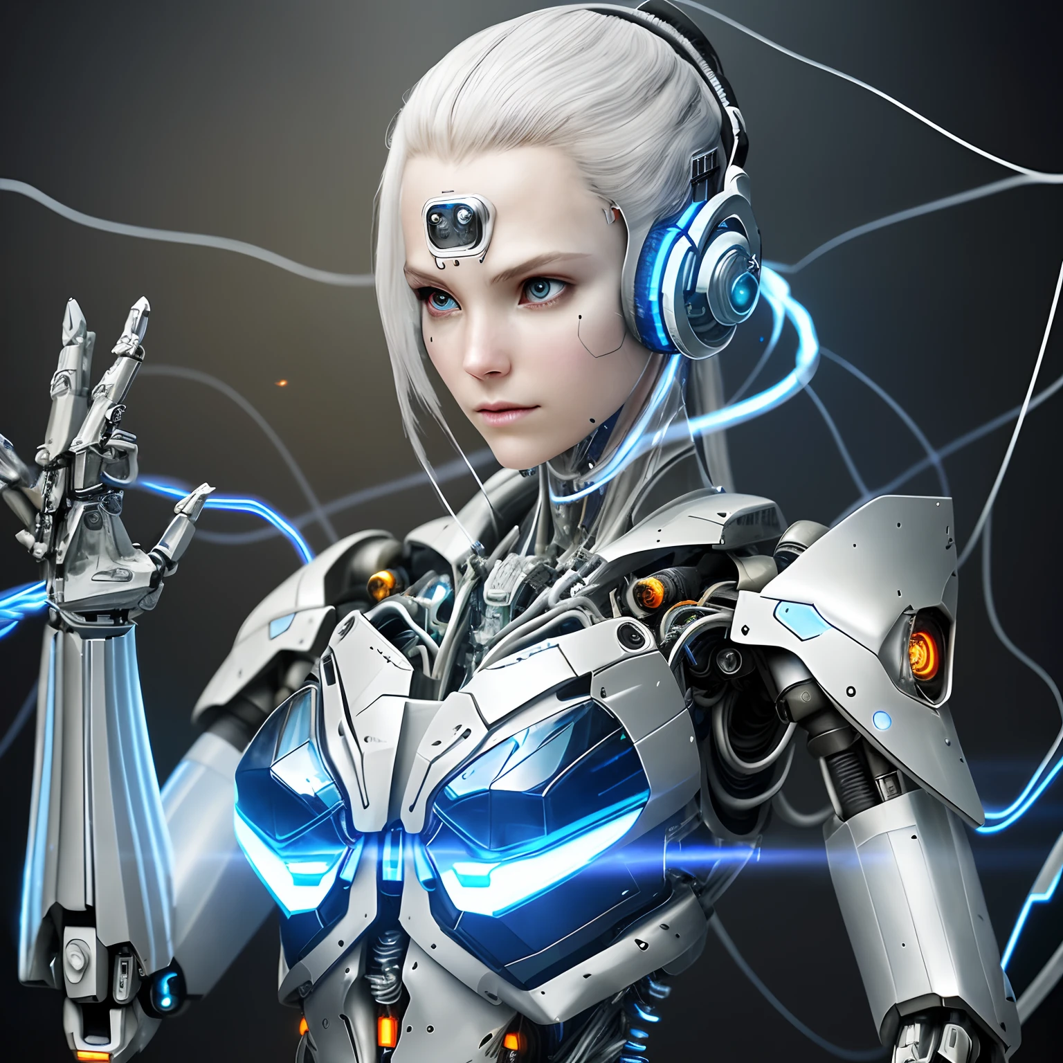 (official art, beautiful and aesthetic), (1girl:1.3), science fiction, (masterpiece, best quality, ultra detailed), complex 3d render ultra detailed of a beautiful porcelain profile woman, (white and silver cybernetic implants), (fractal art:1.1),(colored electronic cables and chips:1.3), (full of optical fiber cables that are wired in the implanted parts in the body covered translucent metallic skin:1.5),
manga influence, gun, mecha girl, full armor, ((mechanical limbs)), expressionless, biomechanical, (tired and sleepy face:0.1), dark and rainy post-apocalyptic battleground:1.3,  (fire and flying ashes around background:1.2), cyberpunk, dynamic pose in a battleground:1.3, cowboy shot, headset with mic,
big breasts, ultra realistic:1.4