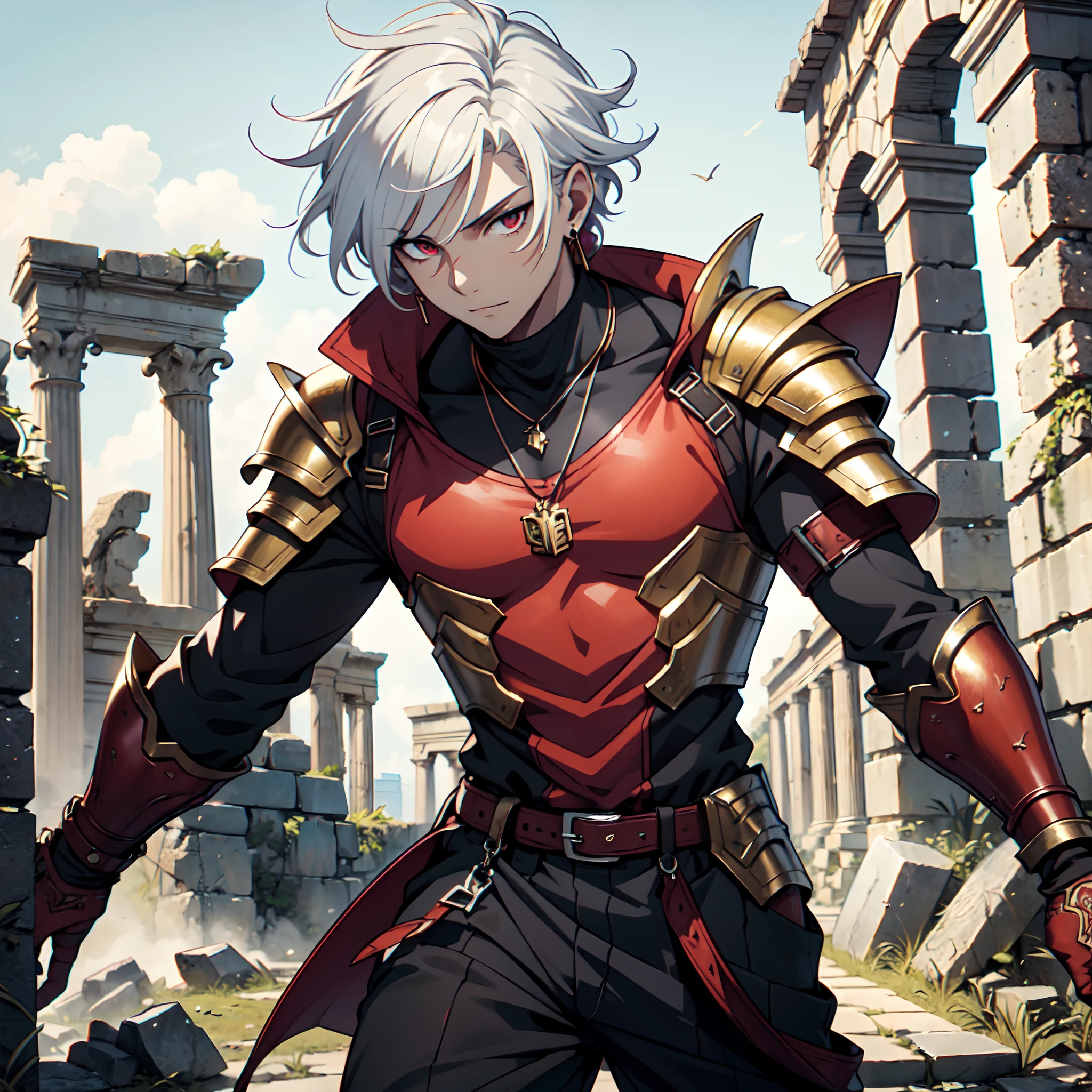 128K Ultra High Definition,
128K Ultra High Quality,
128K Ultra High Resolution,
128K Resolution,
Hyper Detailed,
Hyper Quality,
Hyper Definition,
Perfectly Detailed,
Perfectly Designed,
Masterpiece,
1 Boy,
Anime,
Handsome,
White Hair,
Red Eyes,
Wearing Earrings,
Wearing Necklace,
Armored With Spartan Armor,
Ancient Ruins Background,