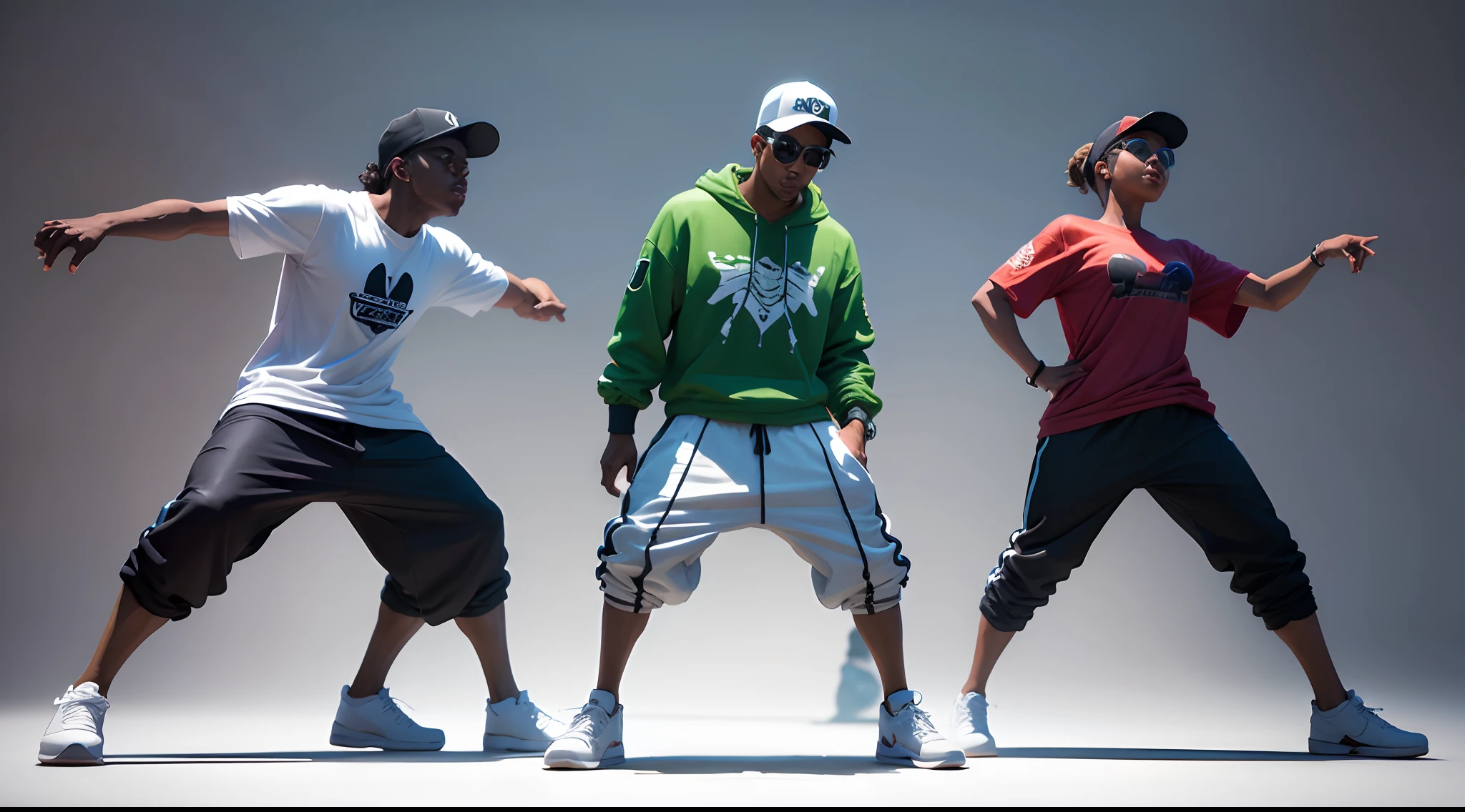 Full body dance illustration , usando uma roupa de hip hop com capuz, Minimalista, RTX, UHD, cell-shading, 32k, ray tracing, bem definido, comic, Pintura digital, Cartoon, fotorrealista, desenho, Motor irreal, octan render, Shaders, 4D