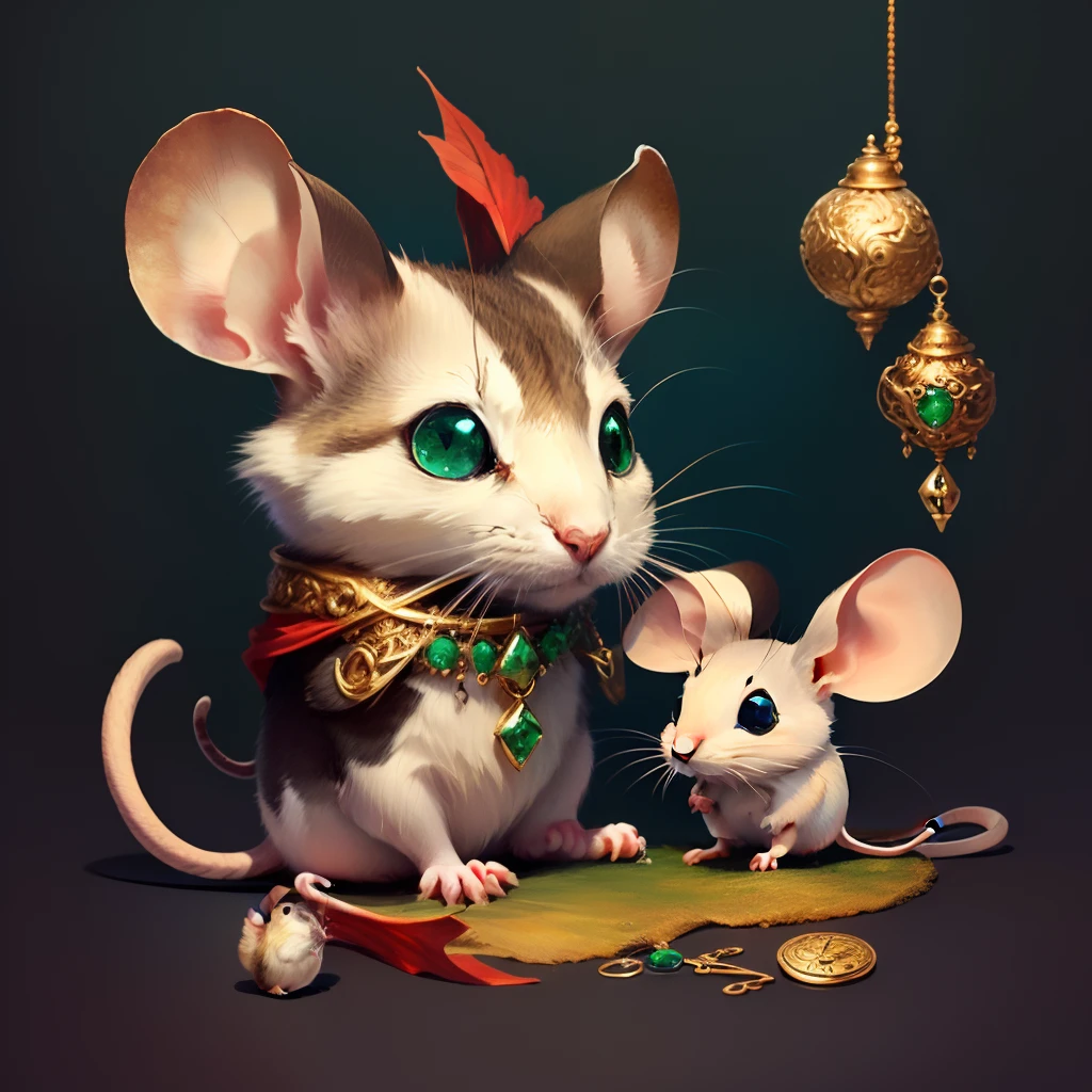 jewelry,Design elements with mice,The mouse's eyes are replaced with emerald