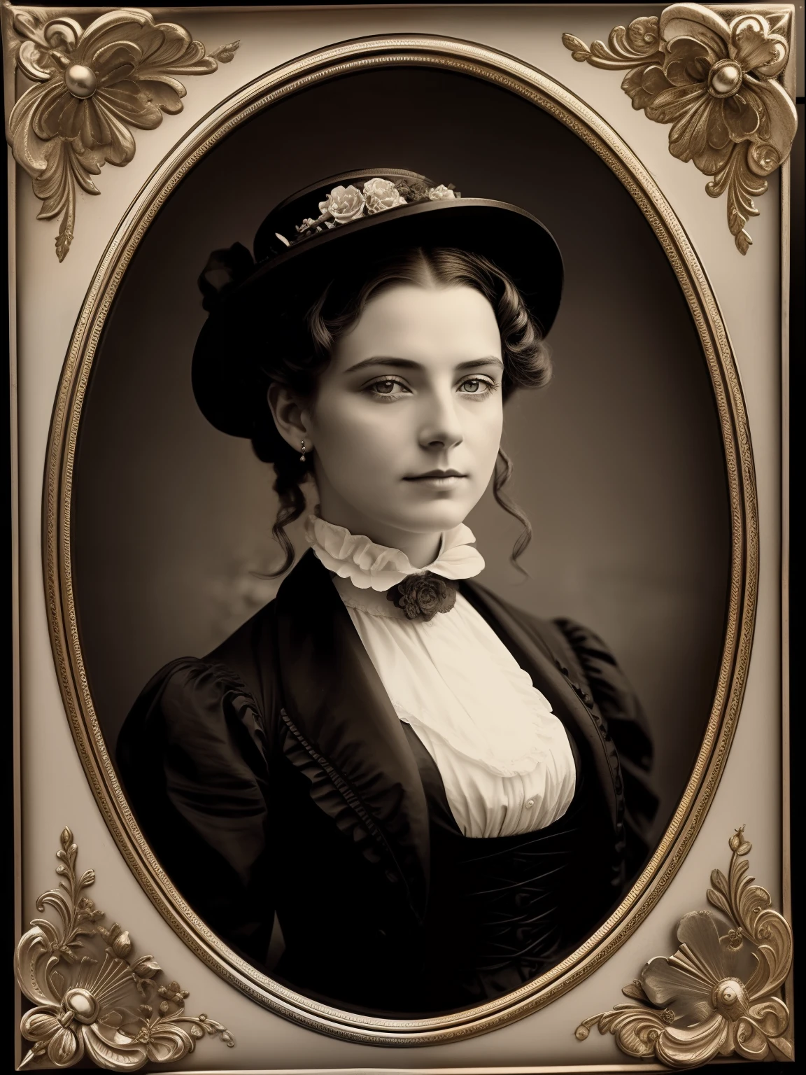 A pencil drawing of a young victorian governess, curly black hair. Kind and inteligent energy. Charlotte MASON