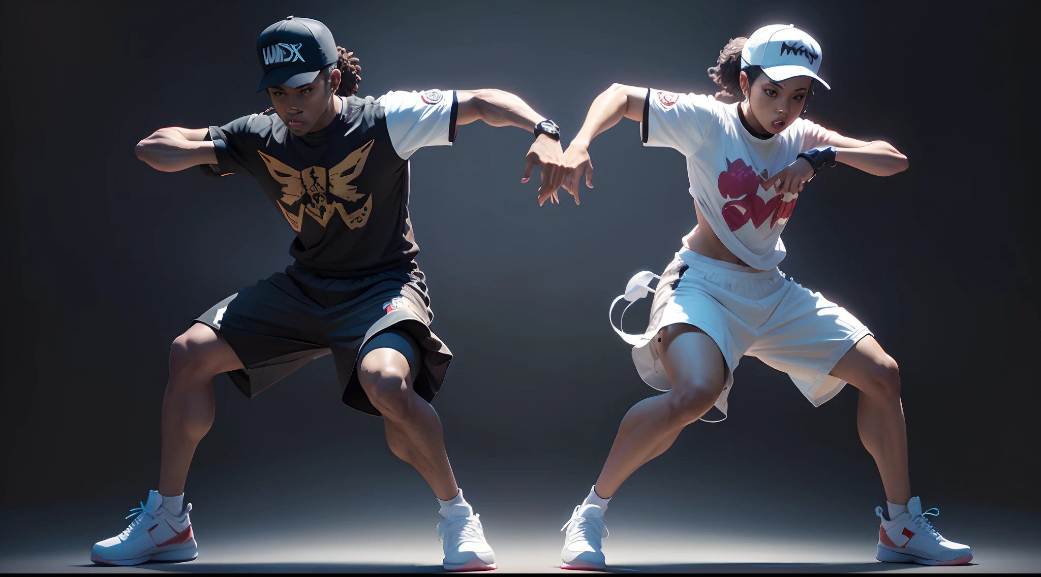 Full body dance illustration , usando uma roupa de hip hop com capuz, Minimalista, RTX, UHD, cell-shading, 32k, ray tracing, bem definido, comic, Pintura digital, Cartoon, fotorrealista, desenho, Motor irreal, octan render, Shaders, 4D